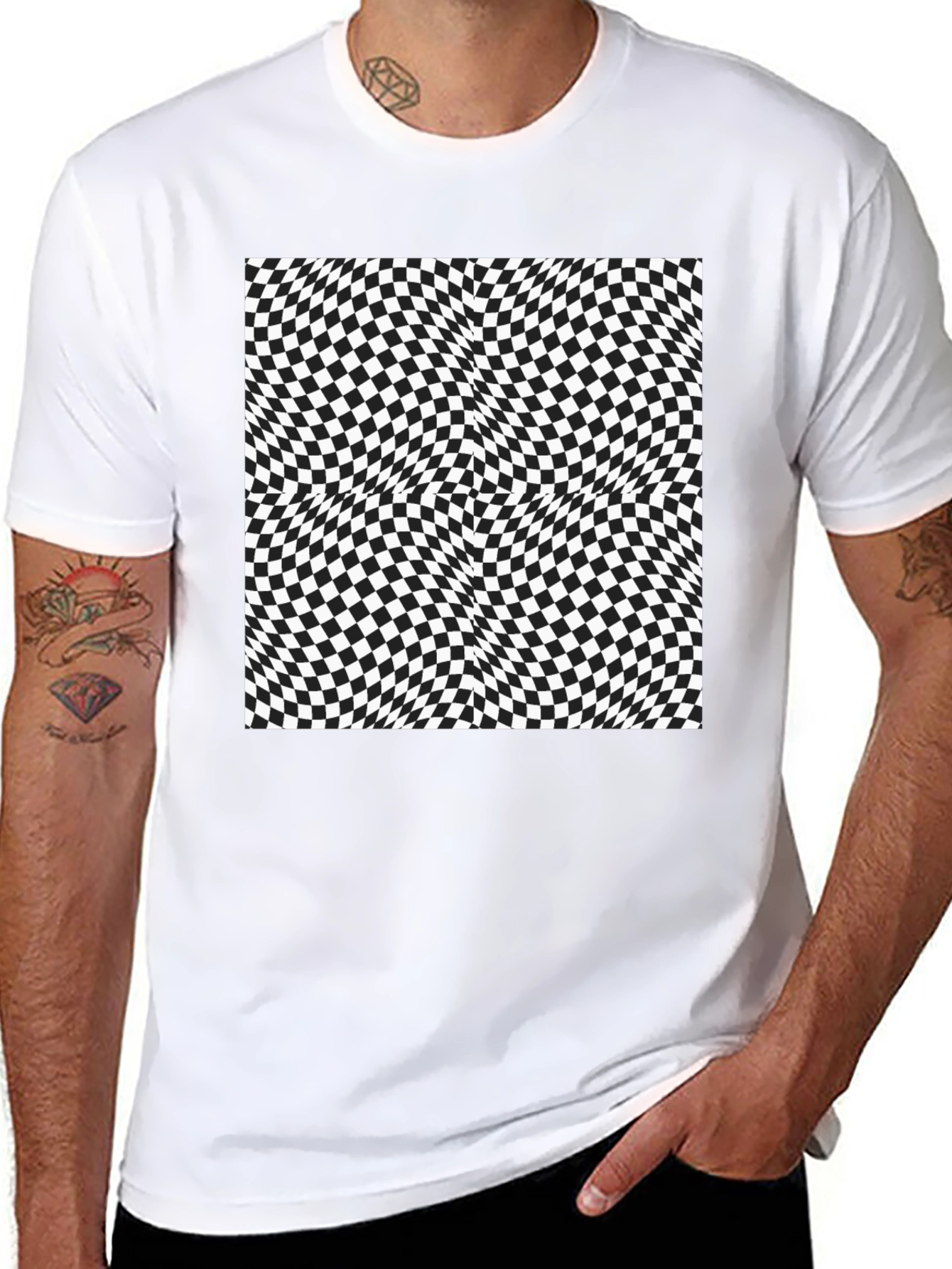 Optical Illusion Checkerboard Tee