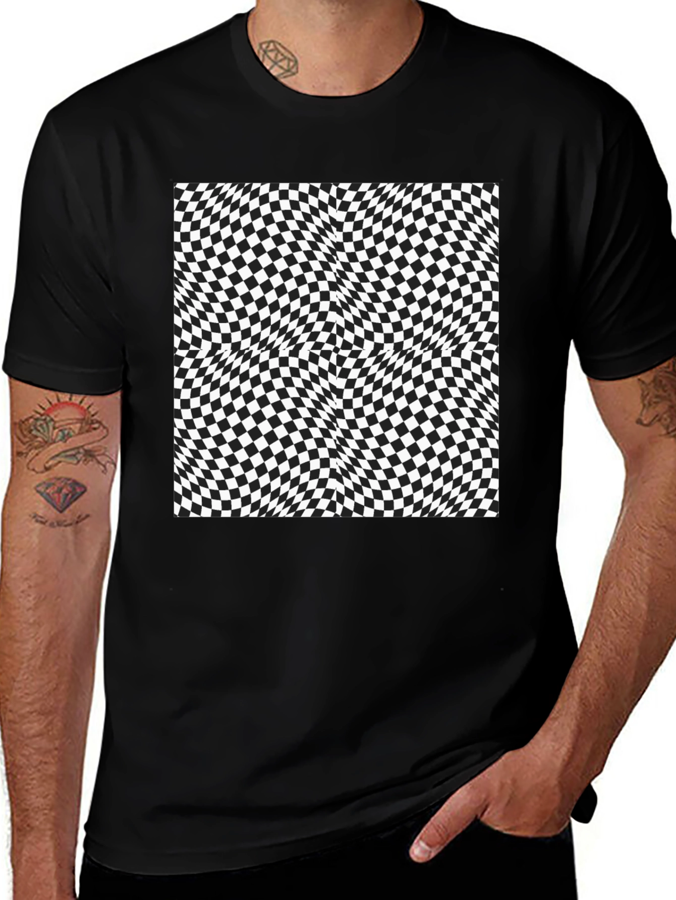 Optical Illusion Checkerboard Tee