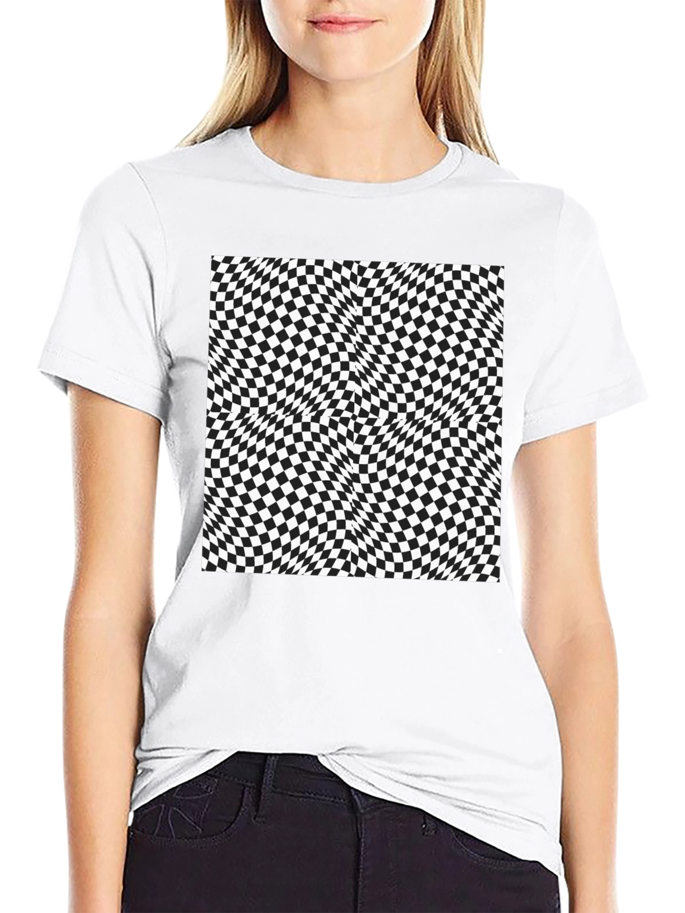 Optical Illusion Checkerboard Tee