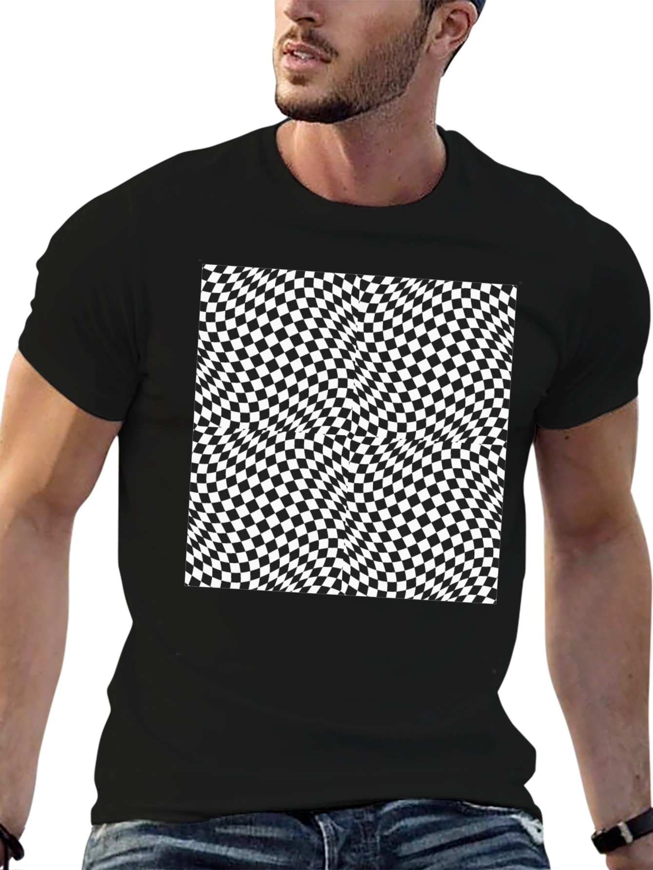 Optical Illusion Checkerboard Tee
