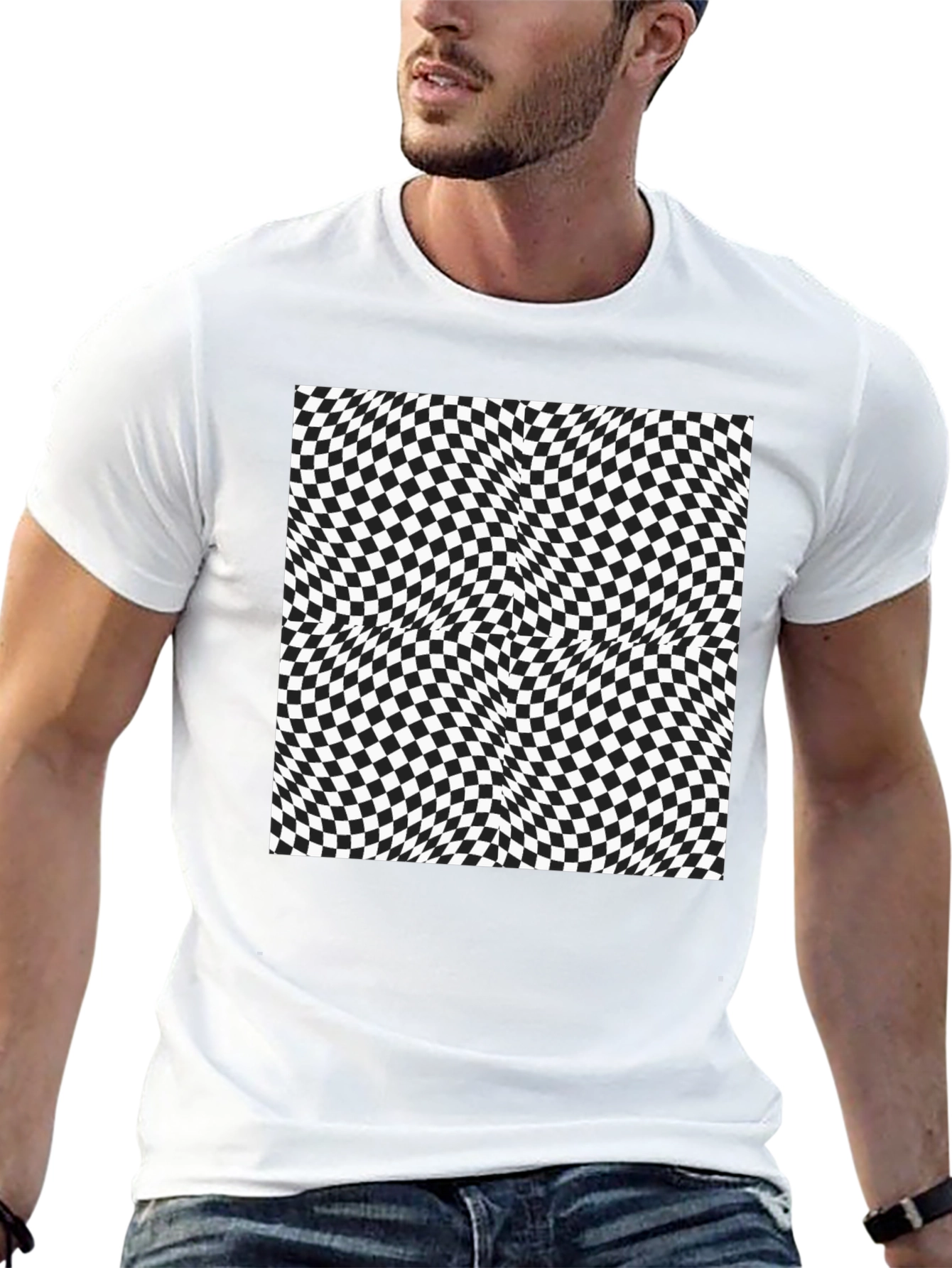 Optical Illusion Checkerboard Tee