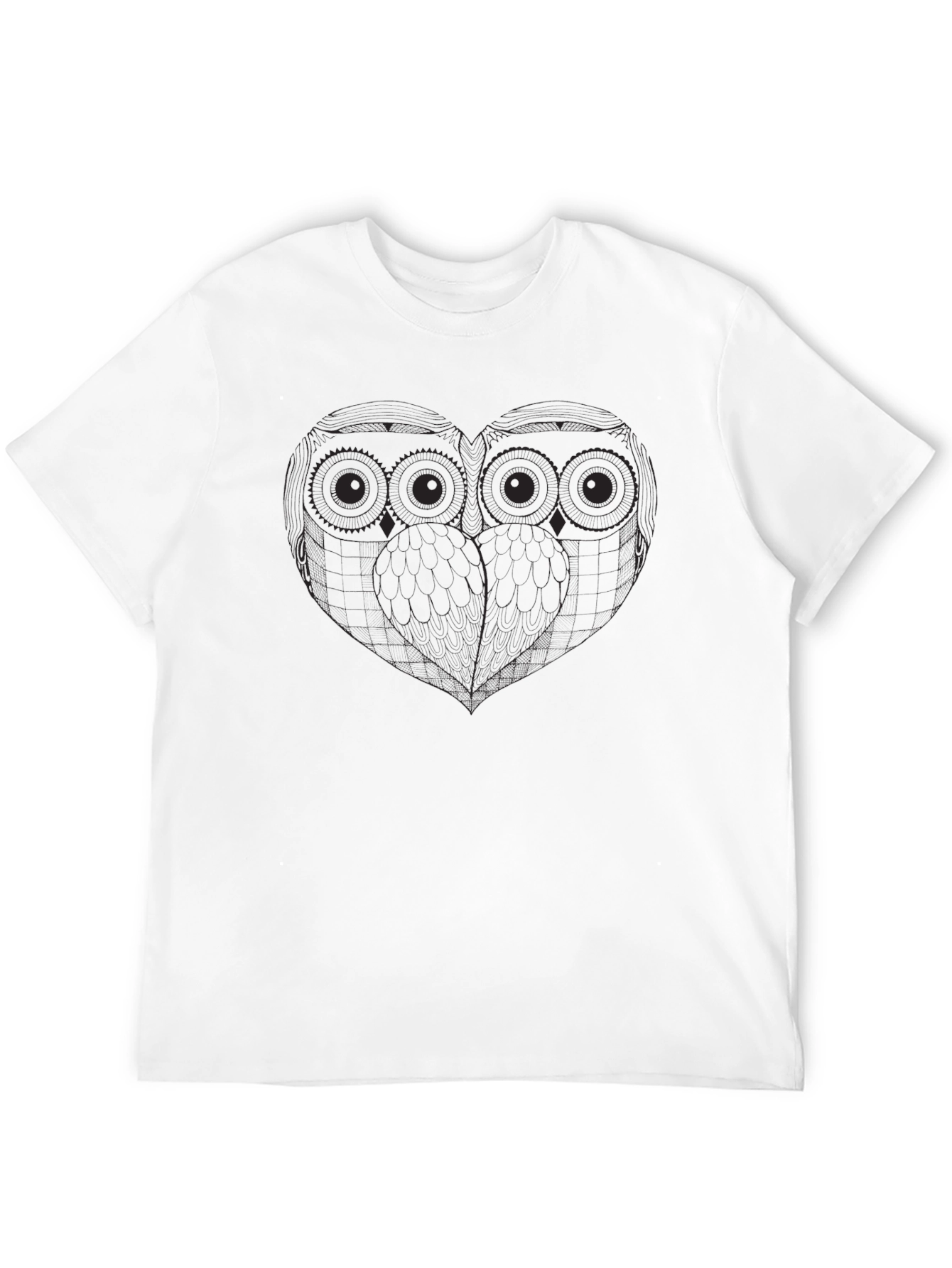 Owl Couple Graphic Tee - Soft Black Cotton T-Shirt