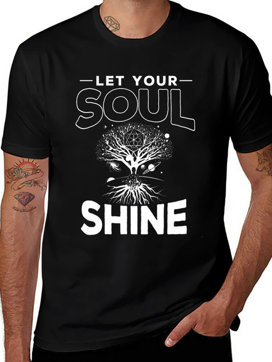 Let Your Soul Shine Graphic Tee - Black Cotton T-Shirt