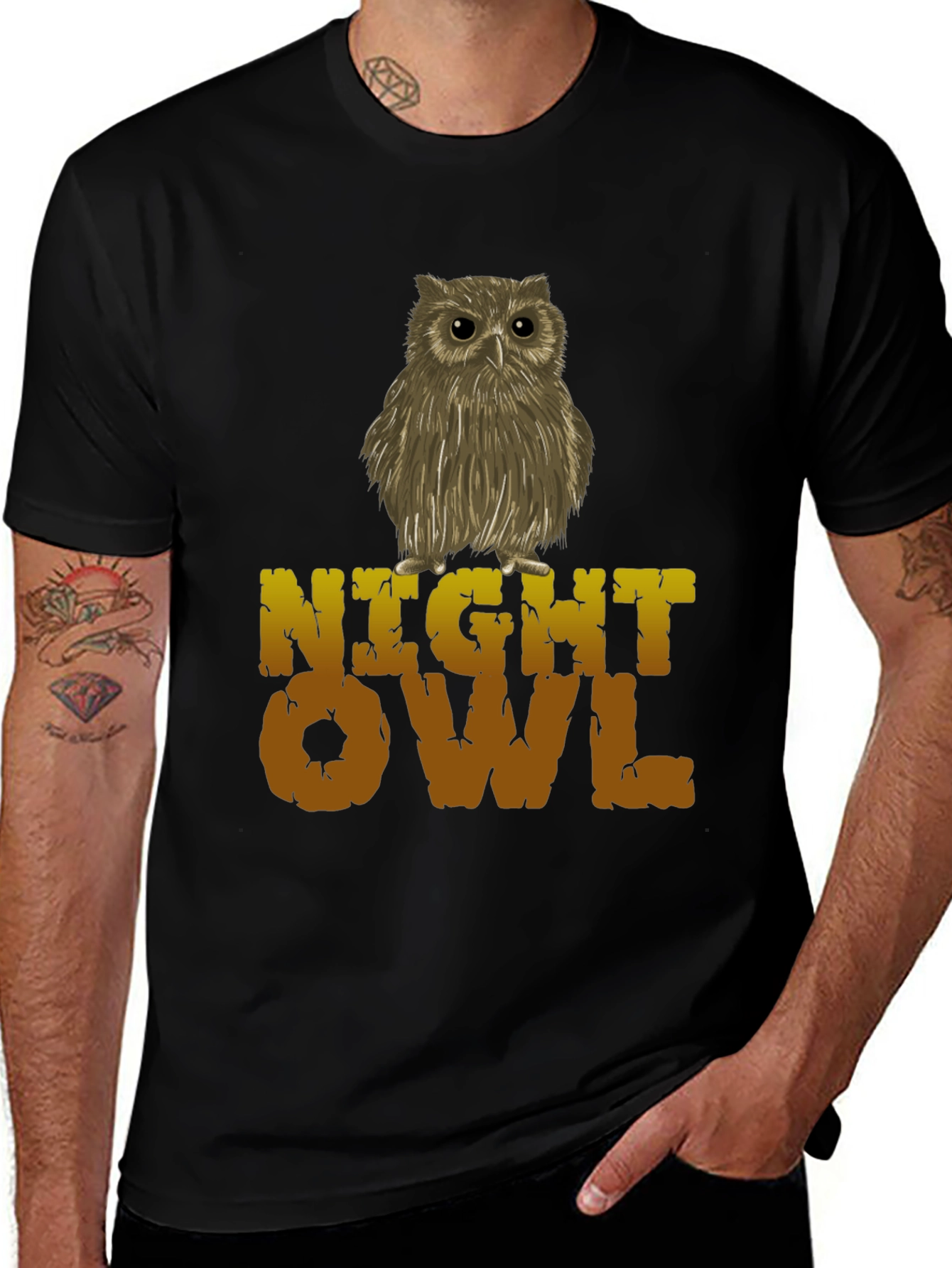 Night Owl Graphic Tee - Cool Bird Design