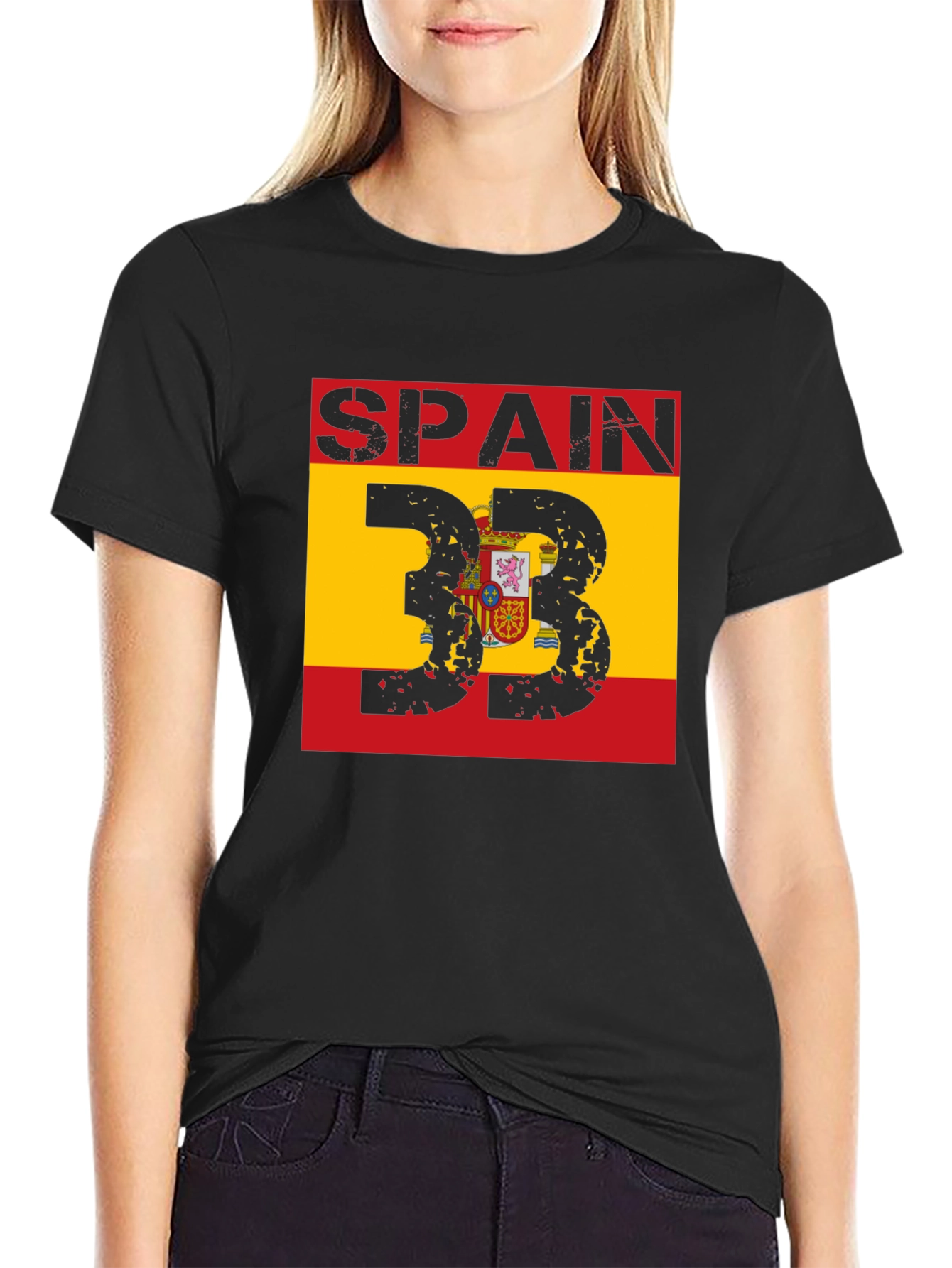 Spain Flag T-Shirt - Distressed Style