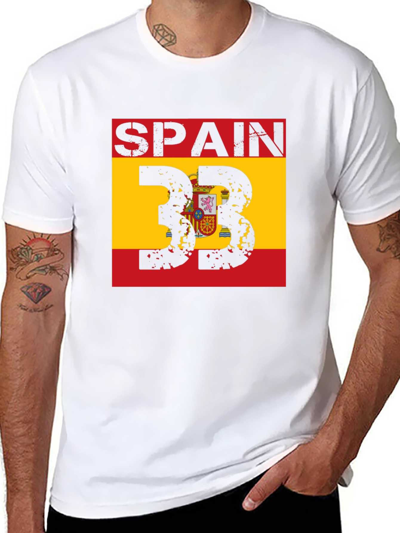 Spain Flag T-Shirt - Distressed Style