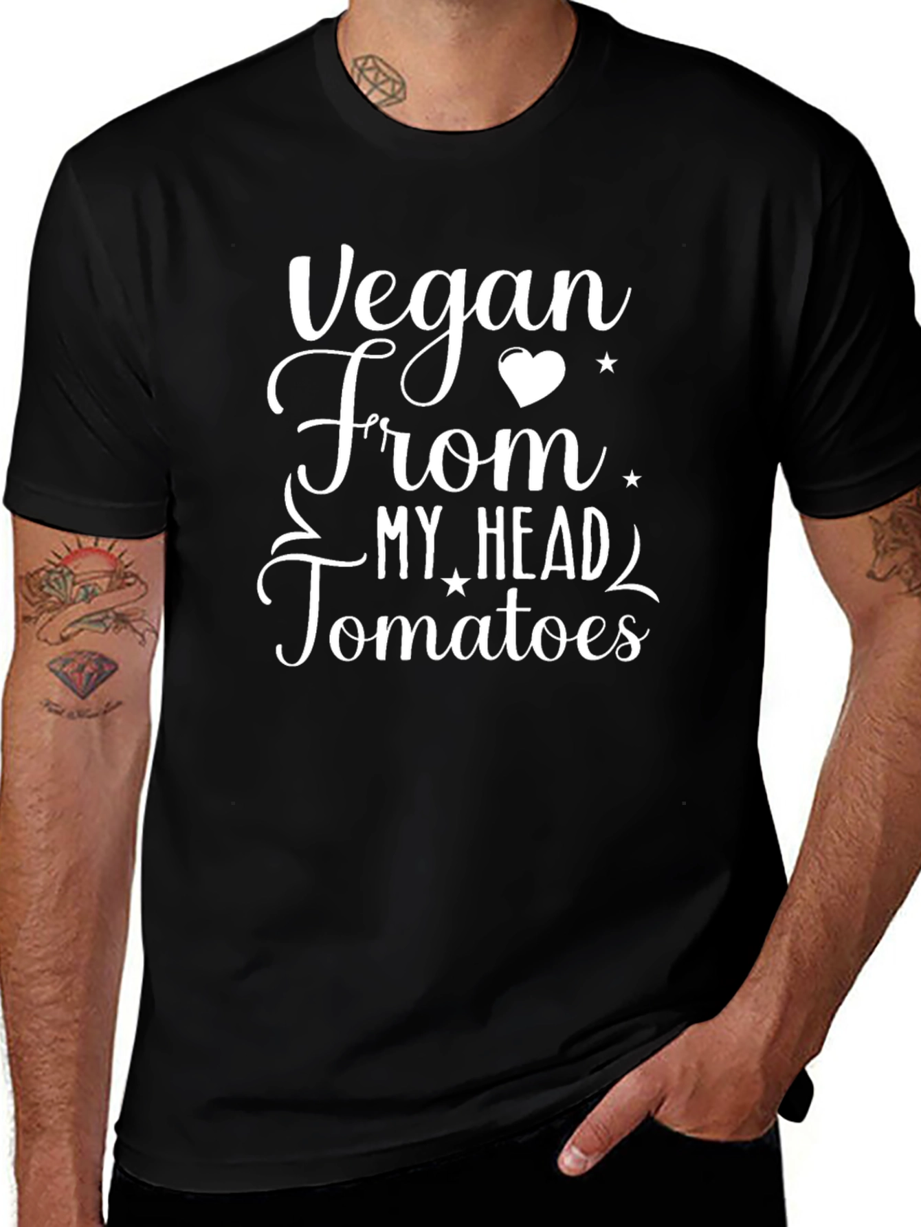 Vegan From My Head Tomatoes Black T-Shirt