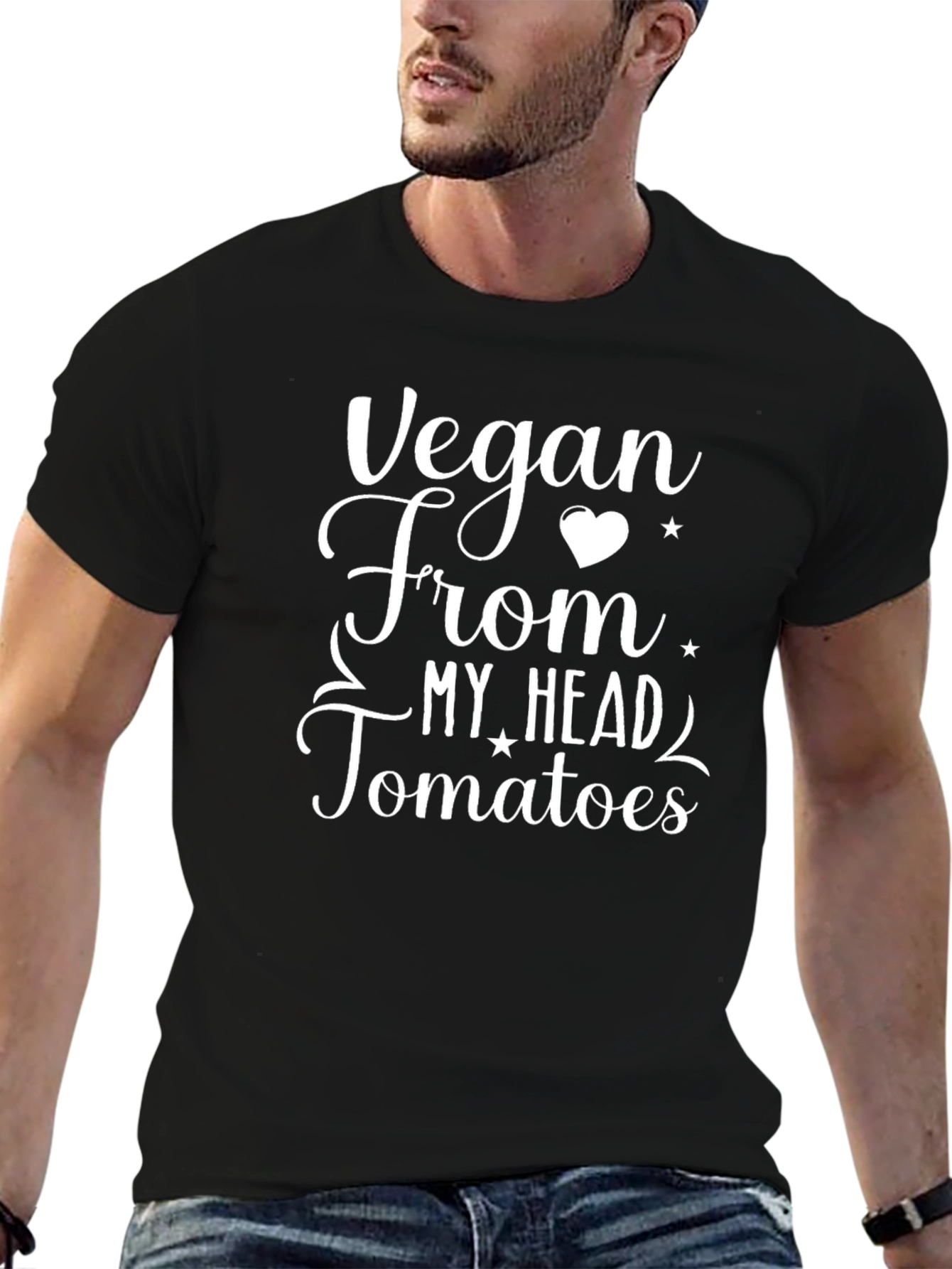 Vegan From My Head Tomatoes Black T-Shirt