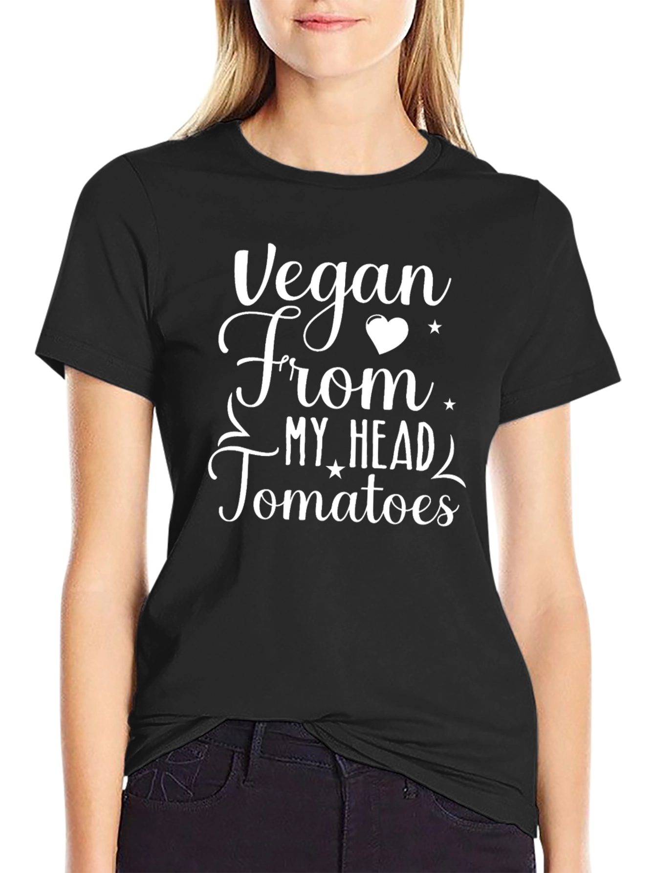 Vegan From My Head Tomatoes Black T-Shirt