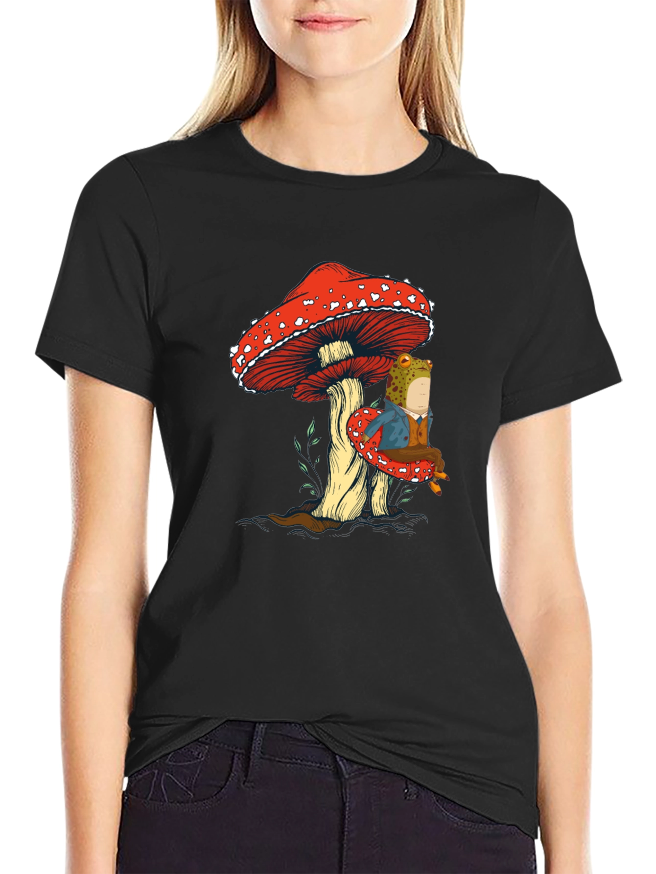 Frog on Mushroom Graphic Tee