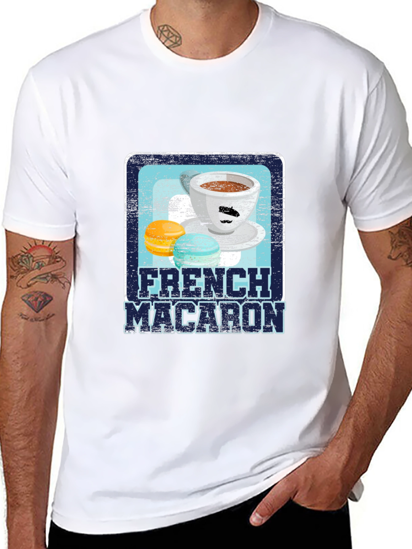 French Macaron Graphic Tee - Coffee Lovers Shirt