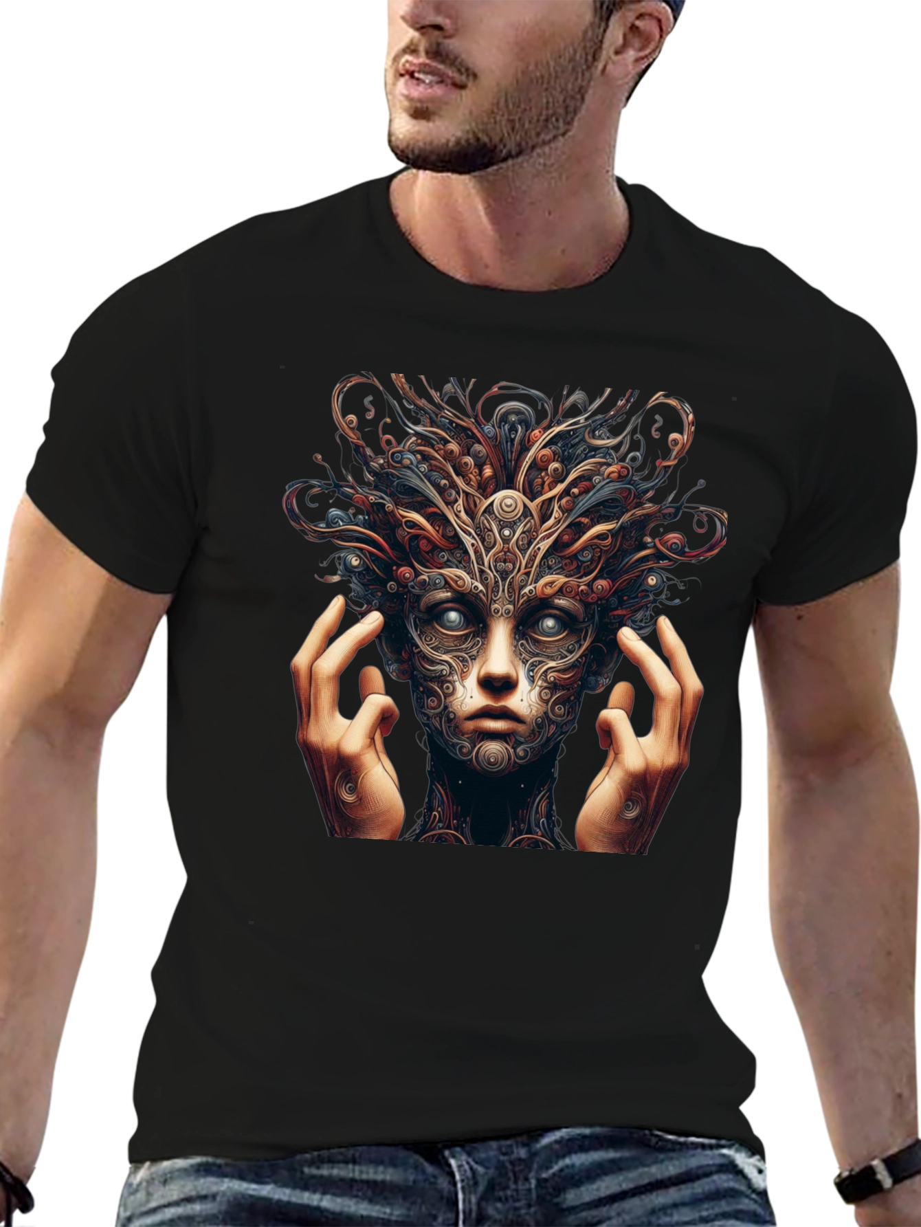 Mystic Face Graphic Black T-Shirt
