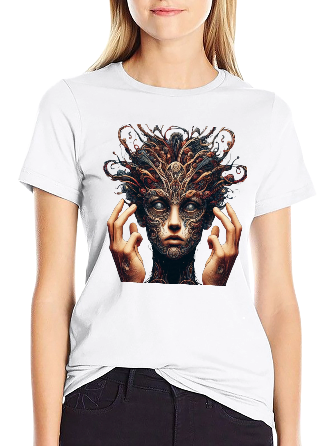 Mystic Face Graphic Black T-Shirt