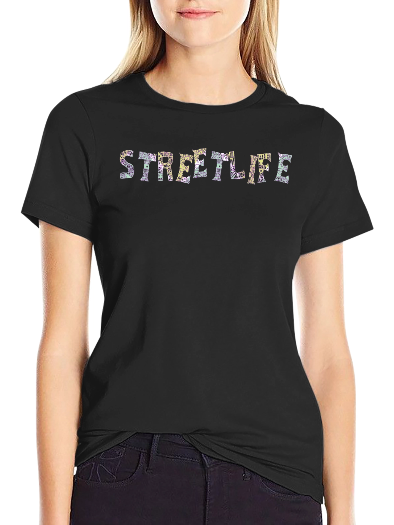 Streetlife Graphic Print Black T-Shirt