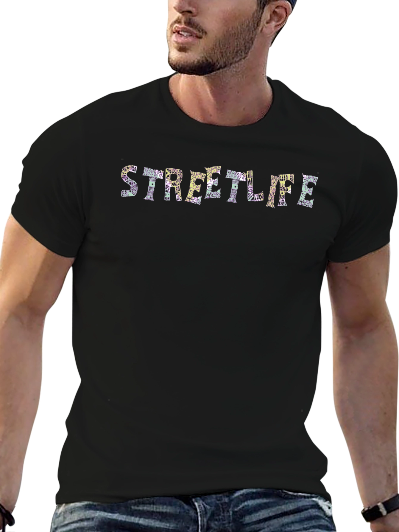 Streetlife Graphic Print Black T-Shirt