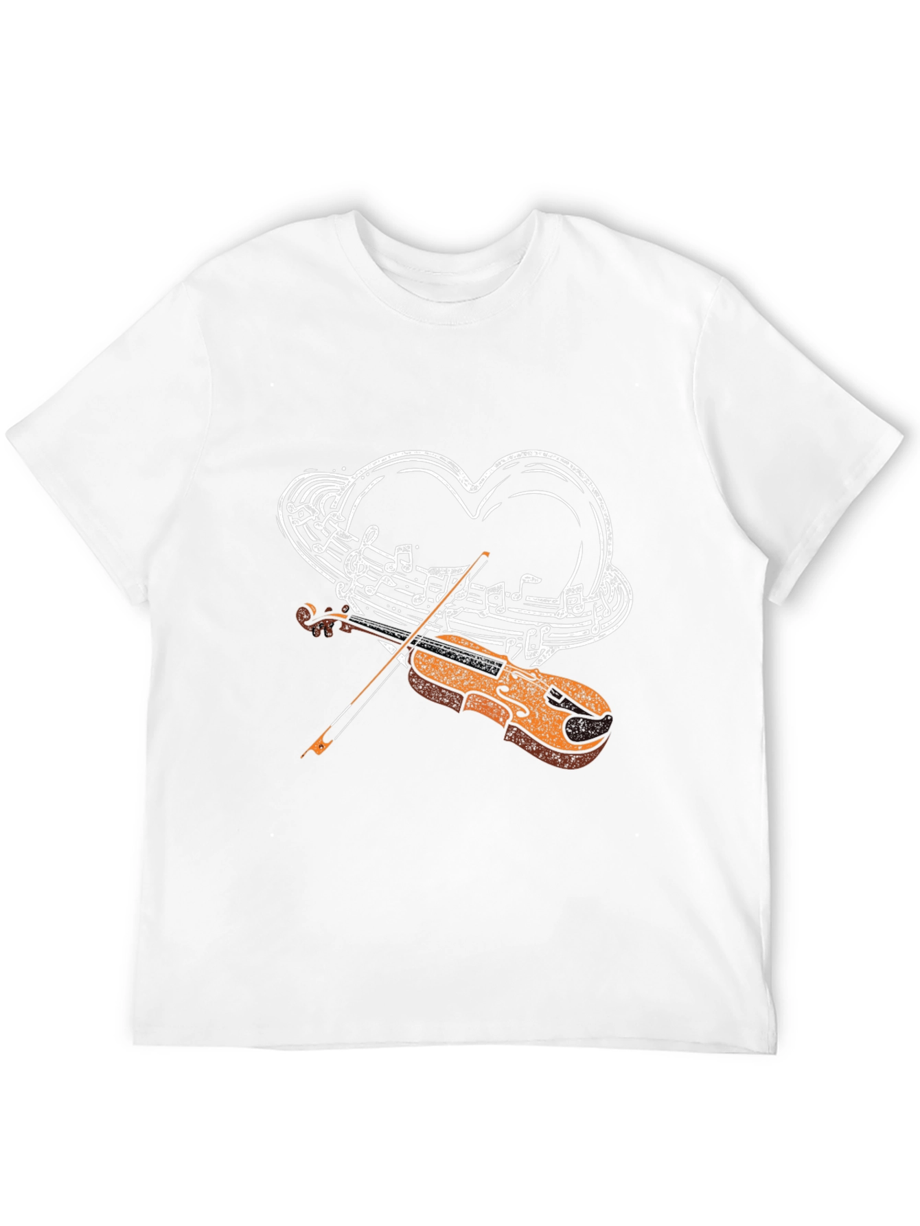 Musical Heart Violin Graphic Tee - Black Casual Style