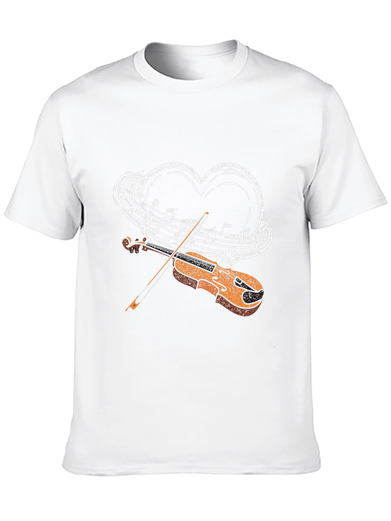 Musical Heart Violin Graphic Tee - Black Casual Style