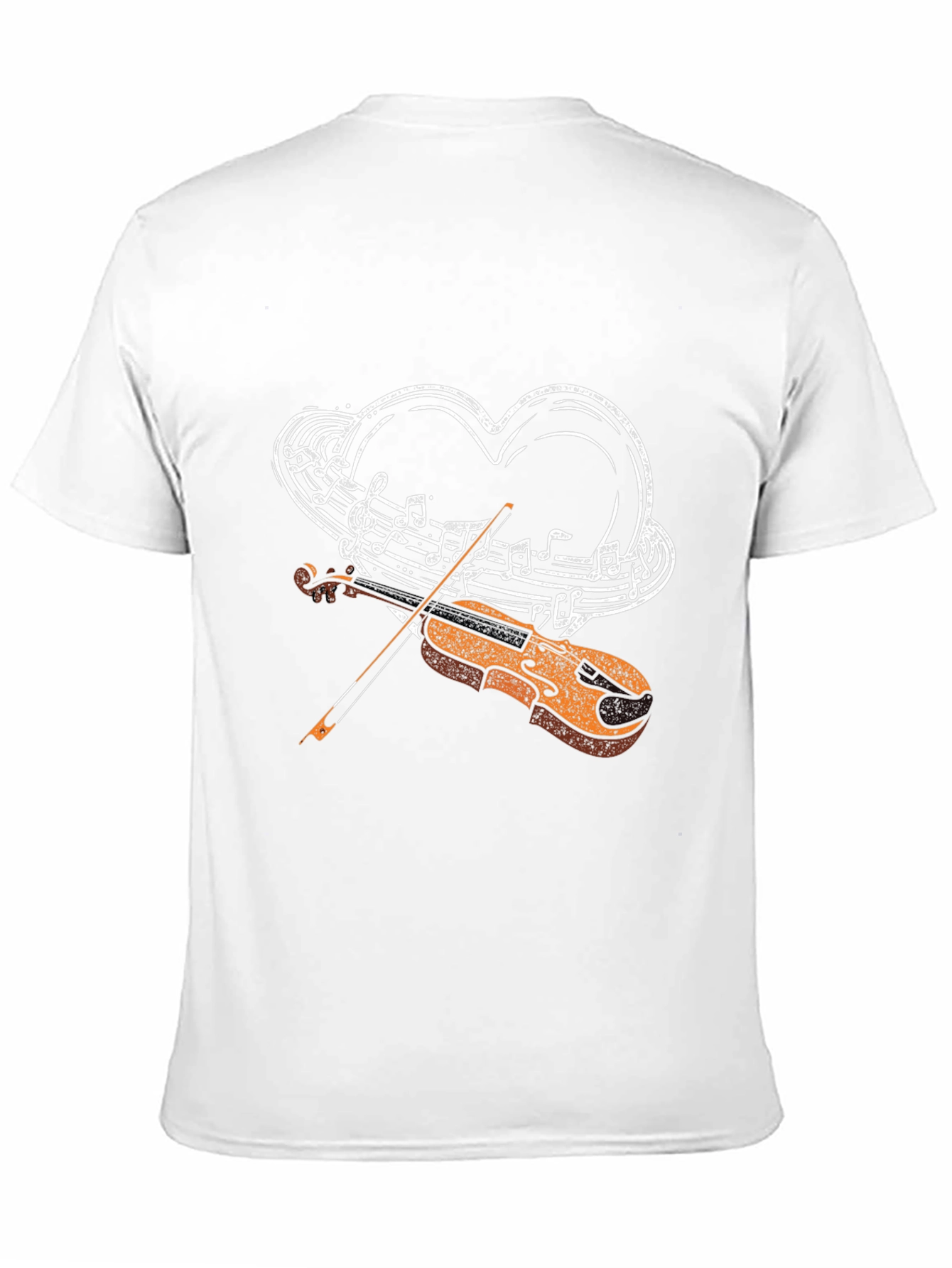 Musical Heart Violin Graphic Tee - Black Casual Style