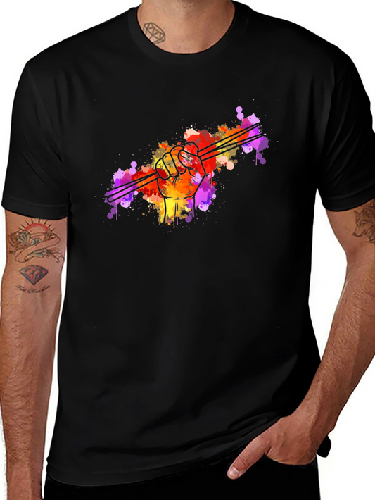 Drummer Hand Watercolor Black T-Shirt
