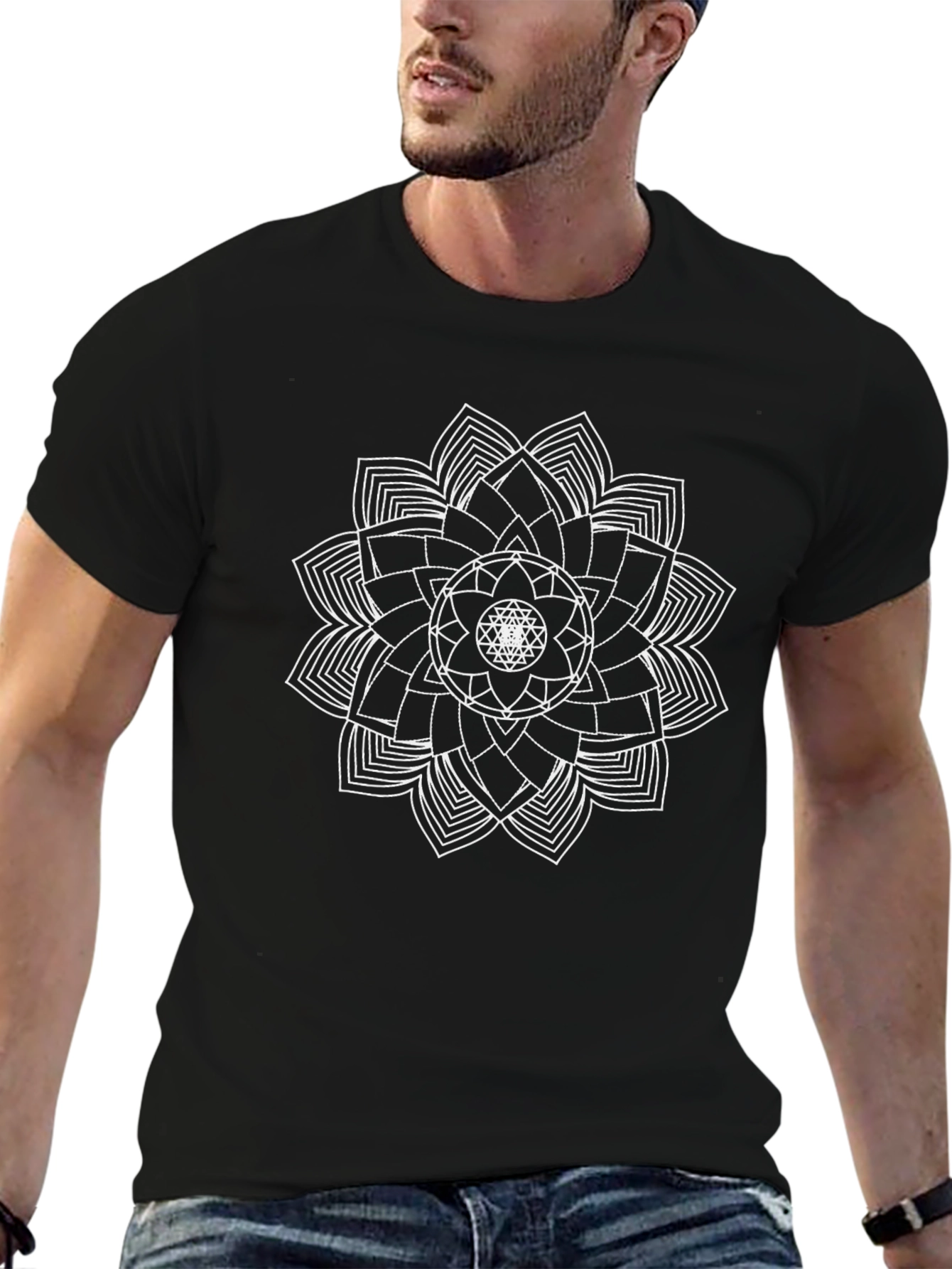 Geometric Mandala Black T-Shirt