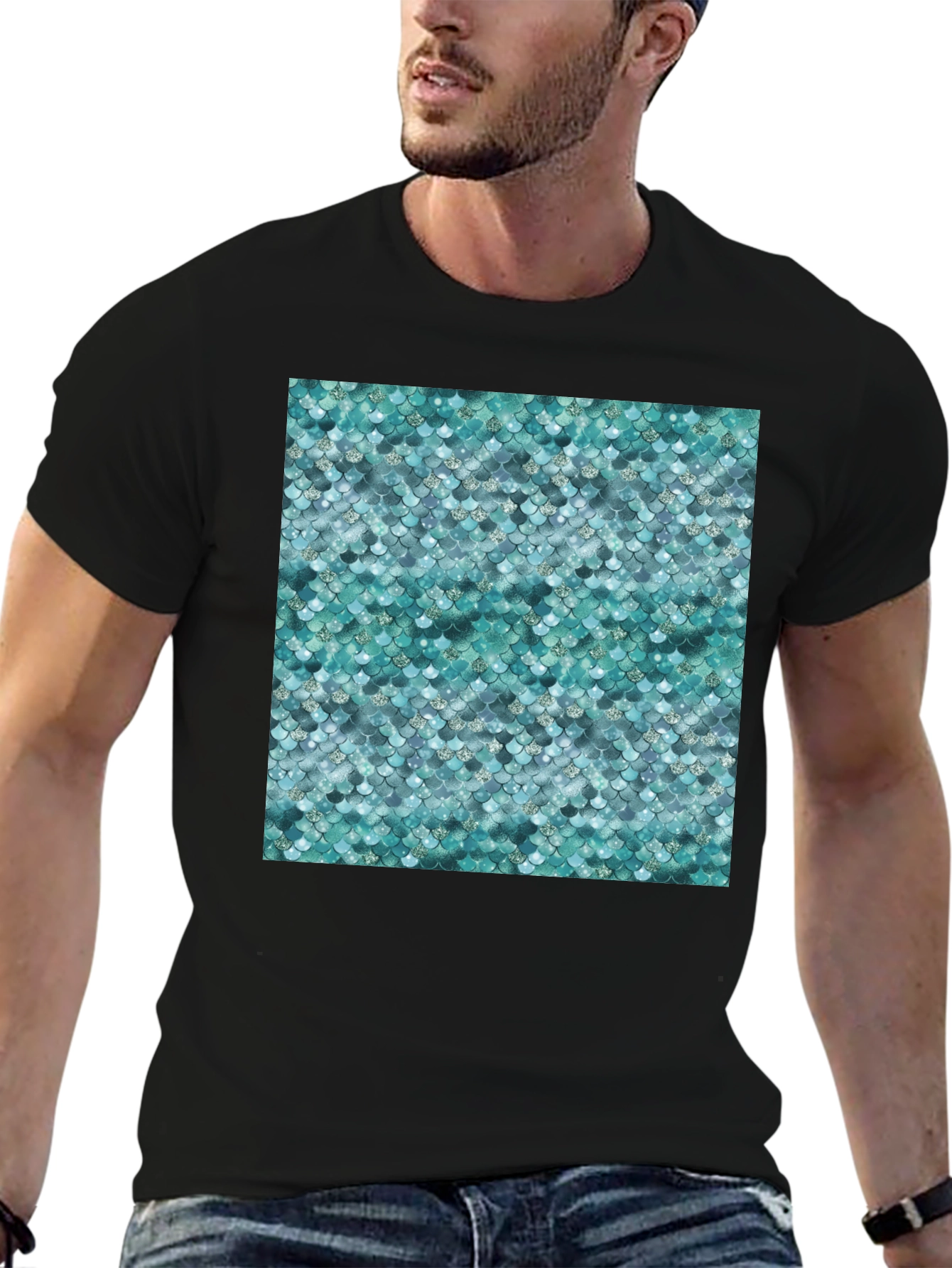 Scales Pattern T-Shirt - Trendy Graphic Tee