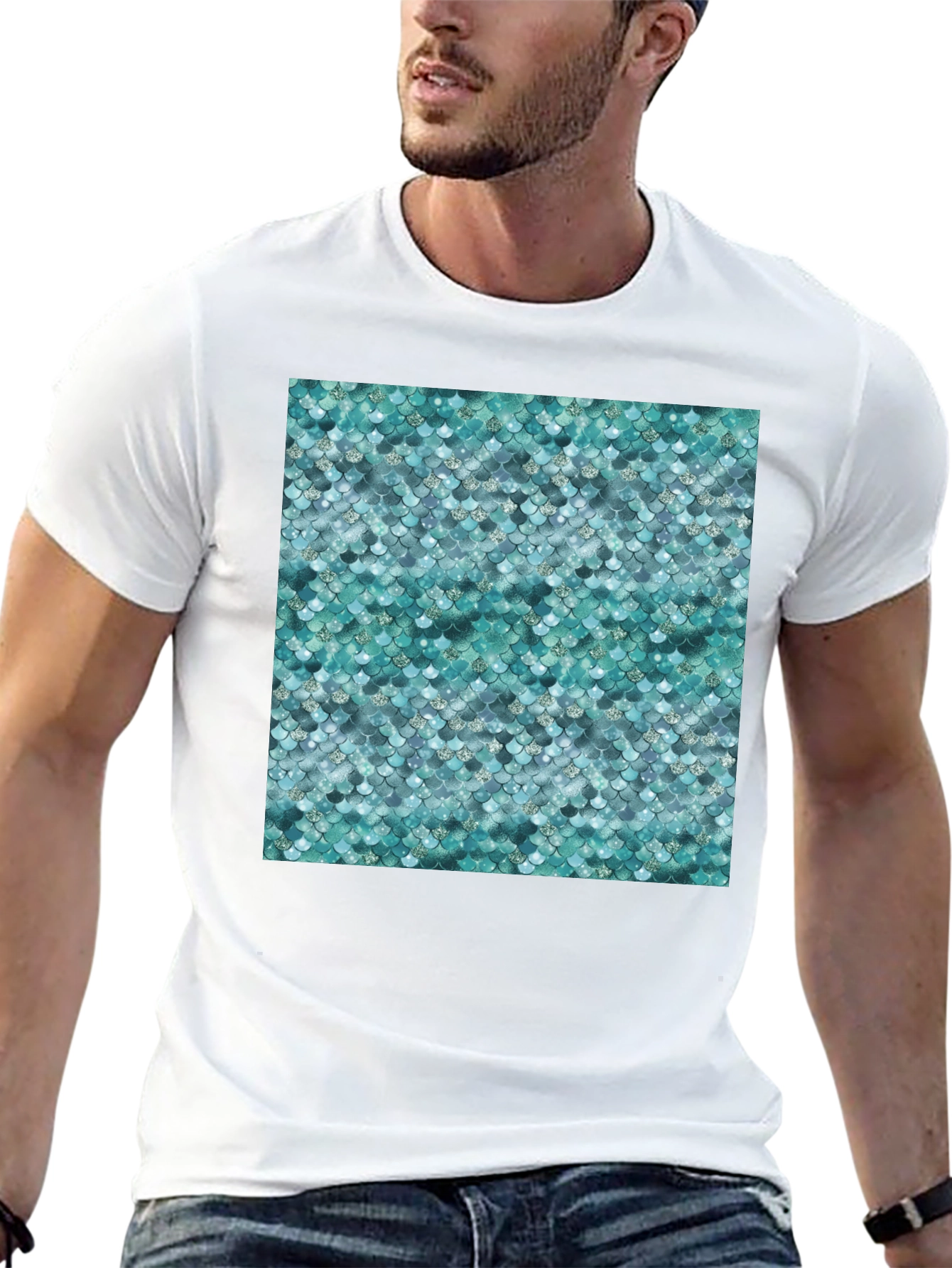 Scales Pattern T-Shirt - Trendy Graphic Tee