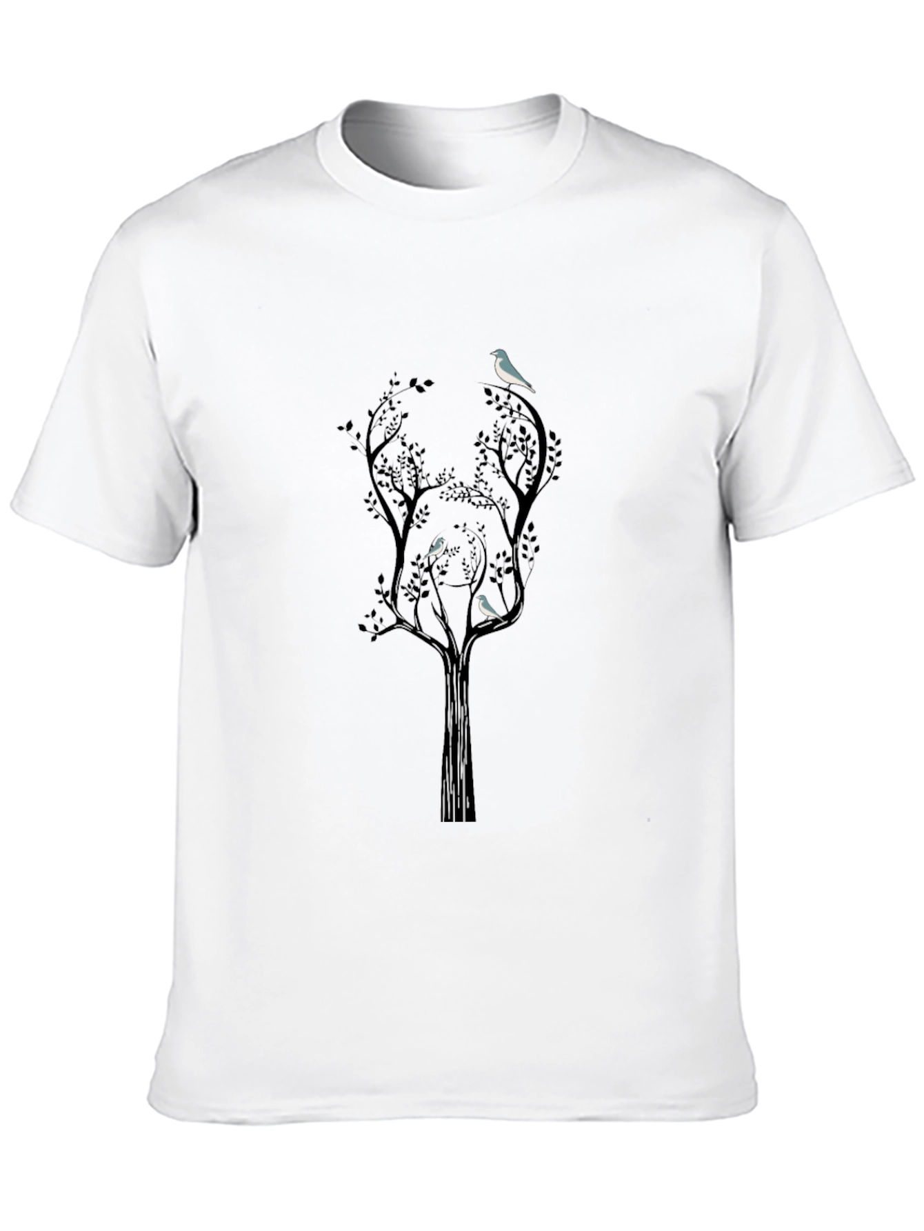 Bird Tree Graphic T-Shirt - Black