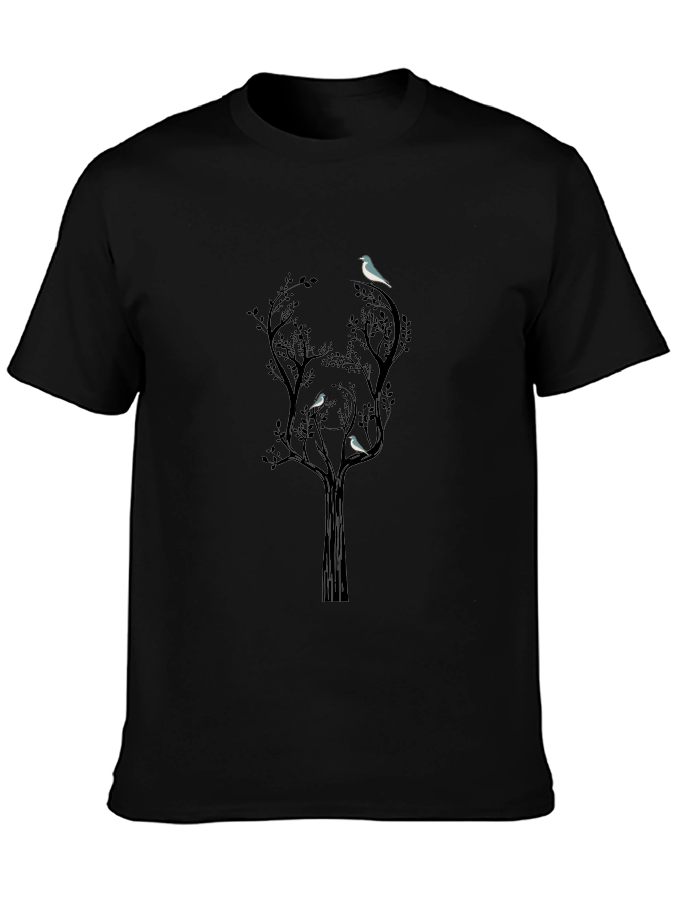 Bird Tree Graphic T-Shirt - Black