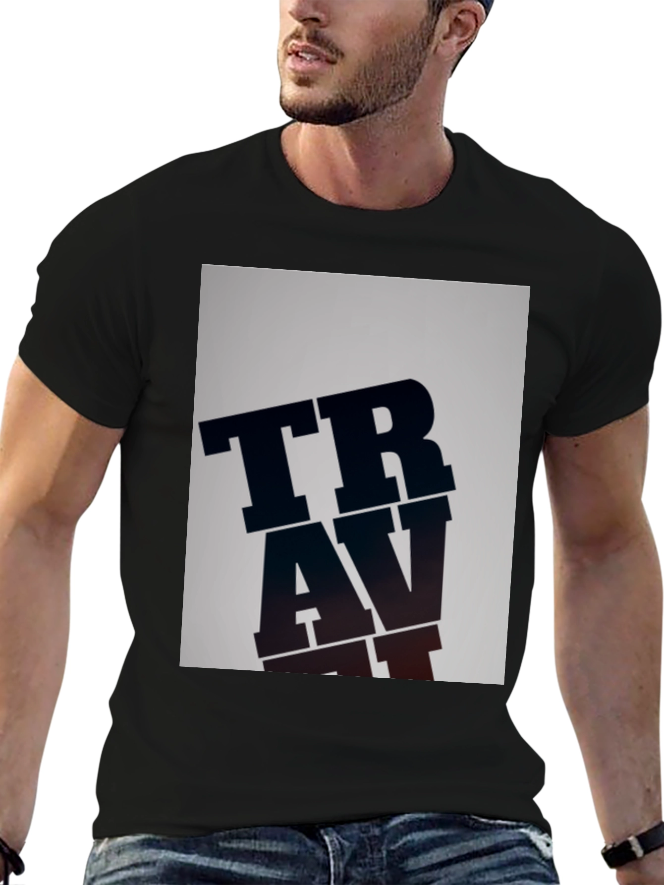 TRAVAT Graphic Print Black T-Shirt