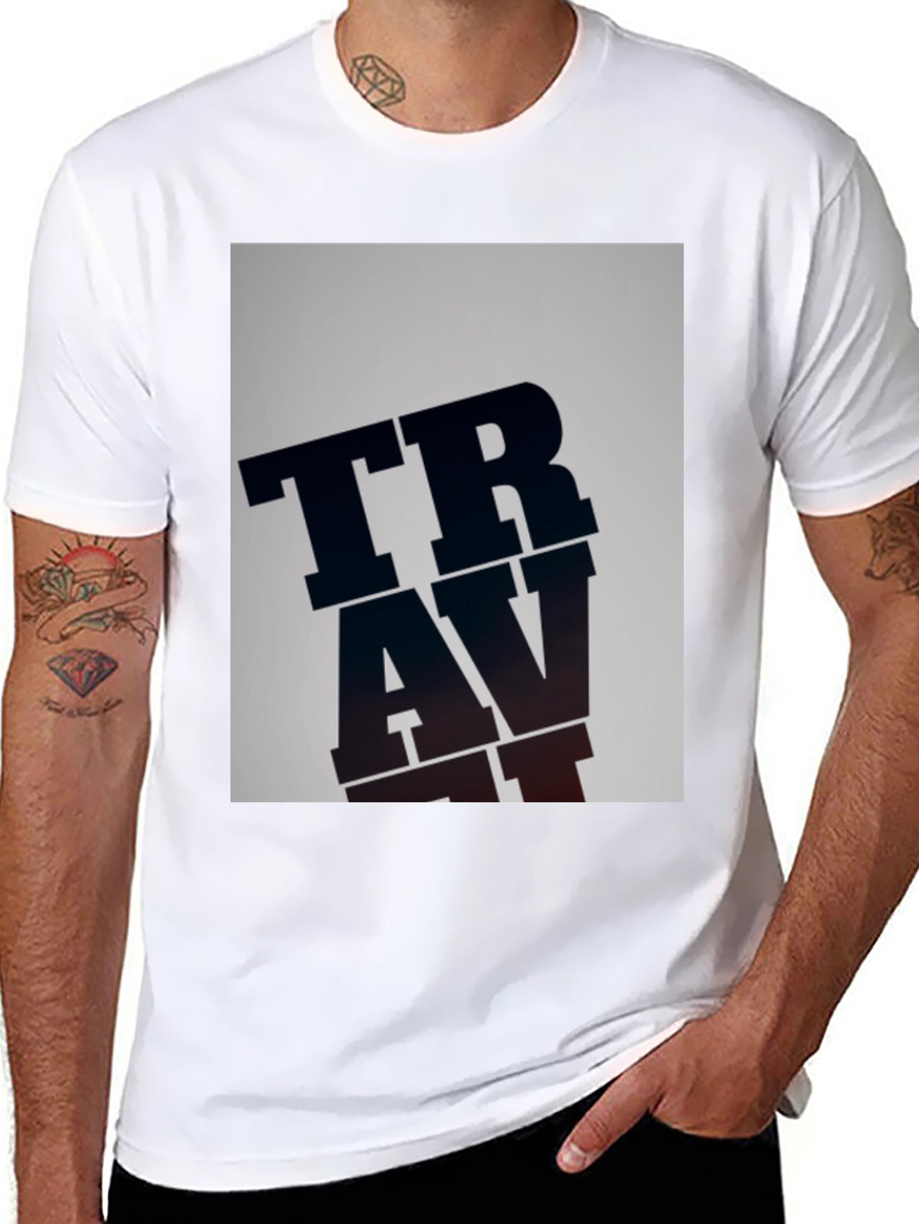 TRAVAT Graphic Print Black T-Shirt