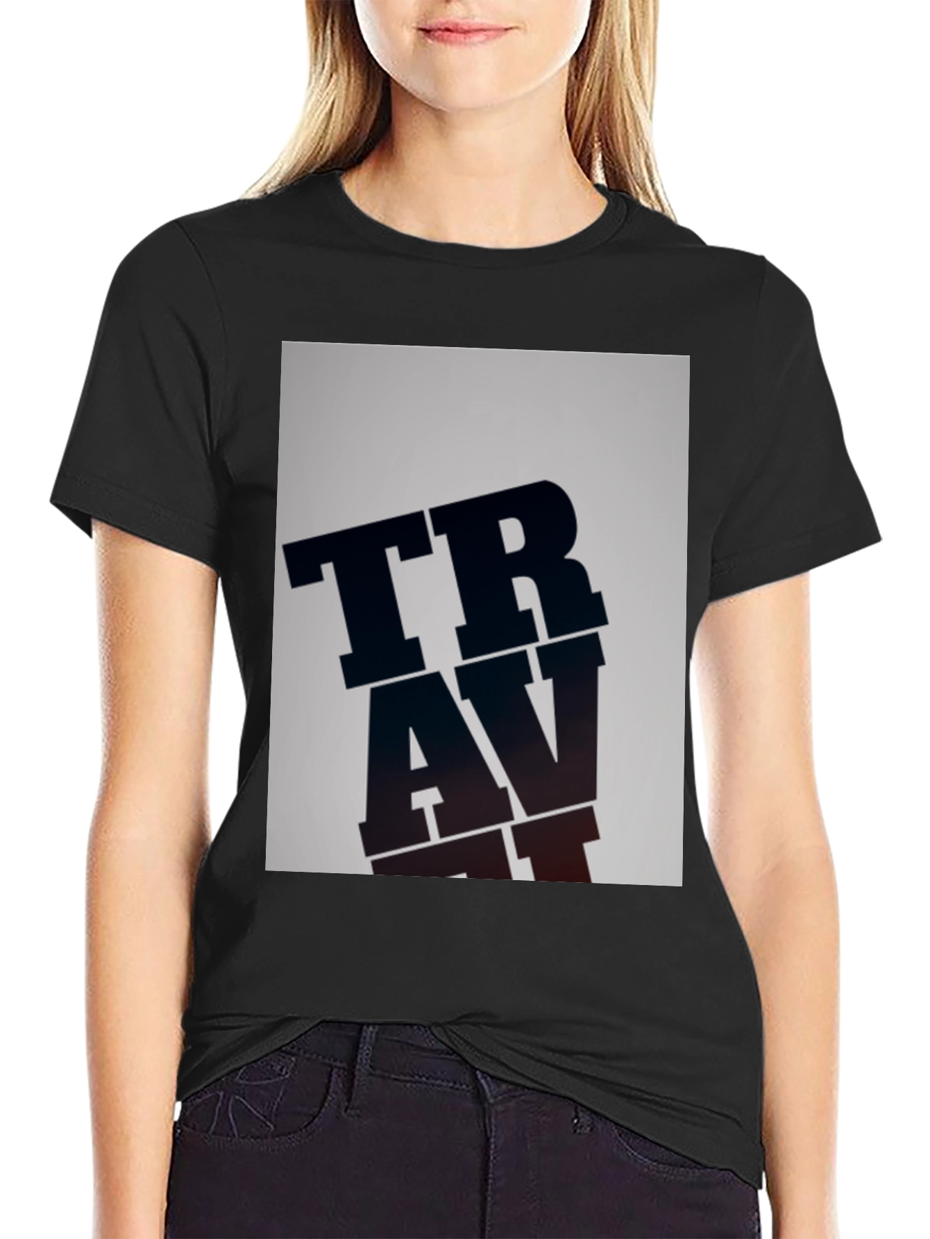 TRAVAT Graphic Print Black T-Shirt