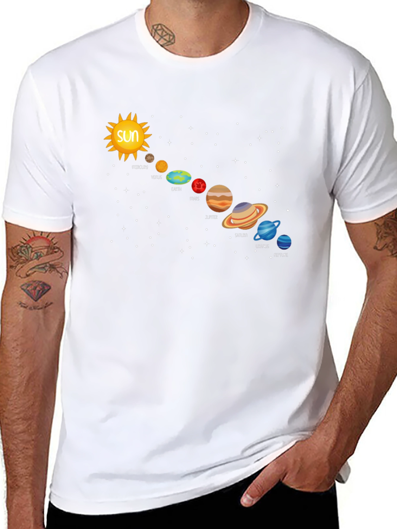 Solar System Planets Graphic T-Shirt - Black