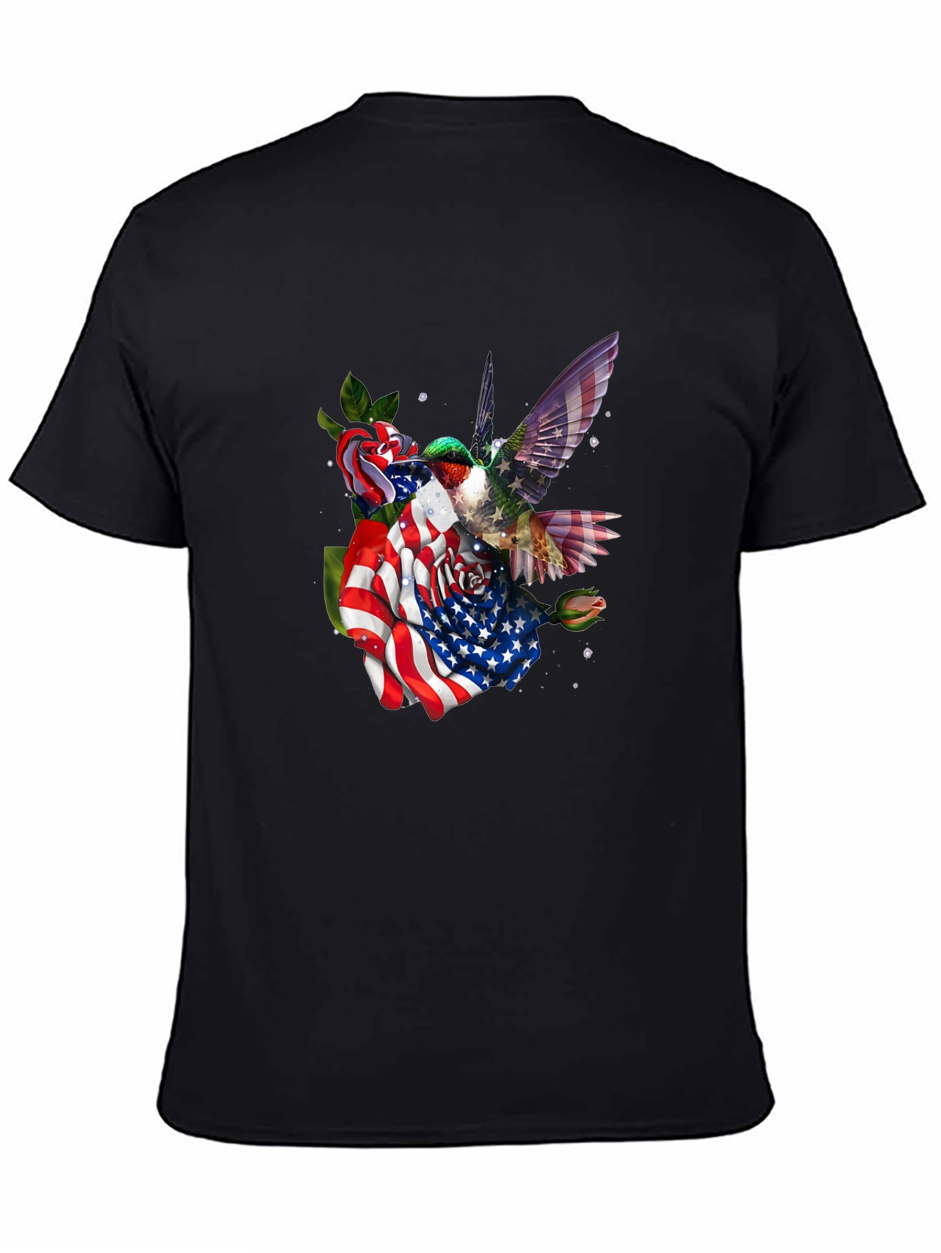 Hummingbird American Flag Floral T-Shirt