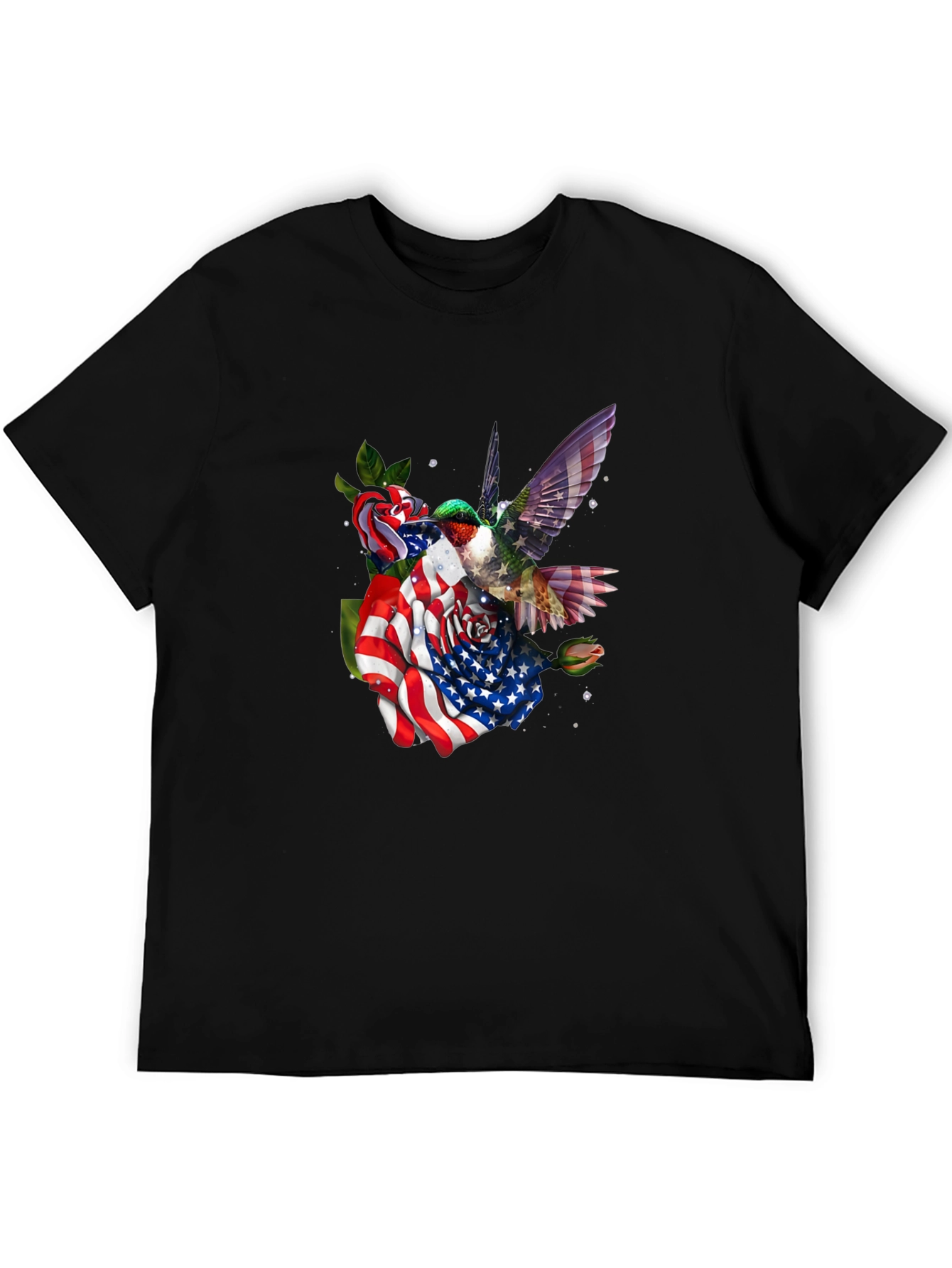 Hummingbird American Flag Floral T-Shirt