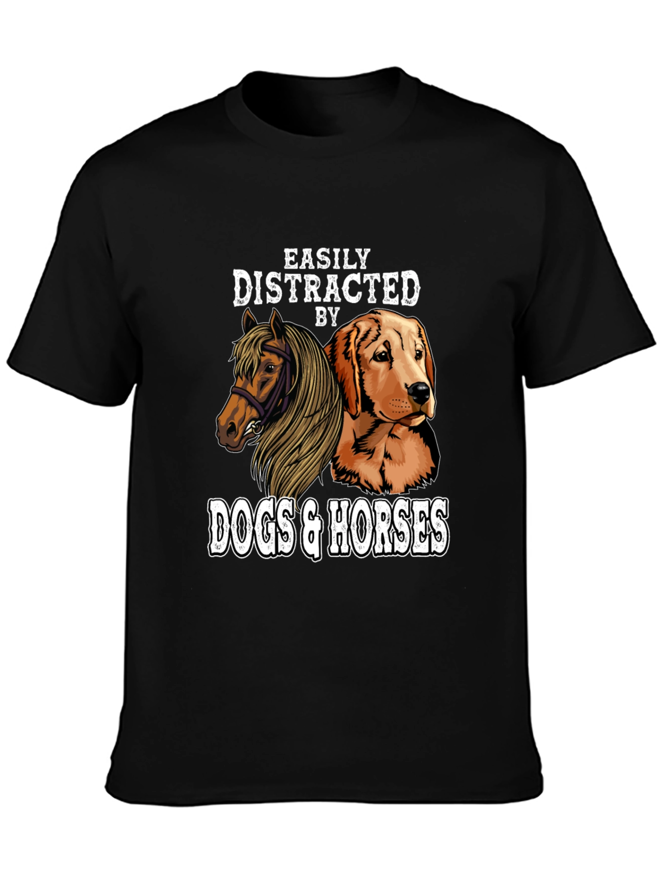 Easily Distracted By Dogs & Horses Graphic T-Shirt