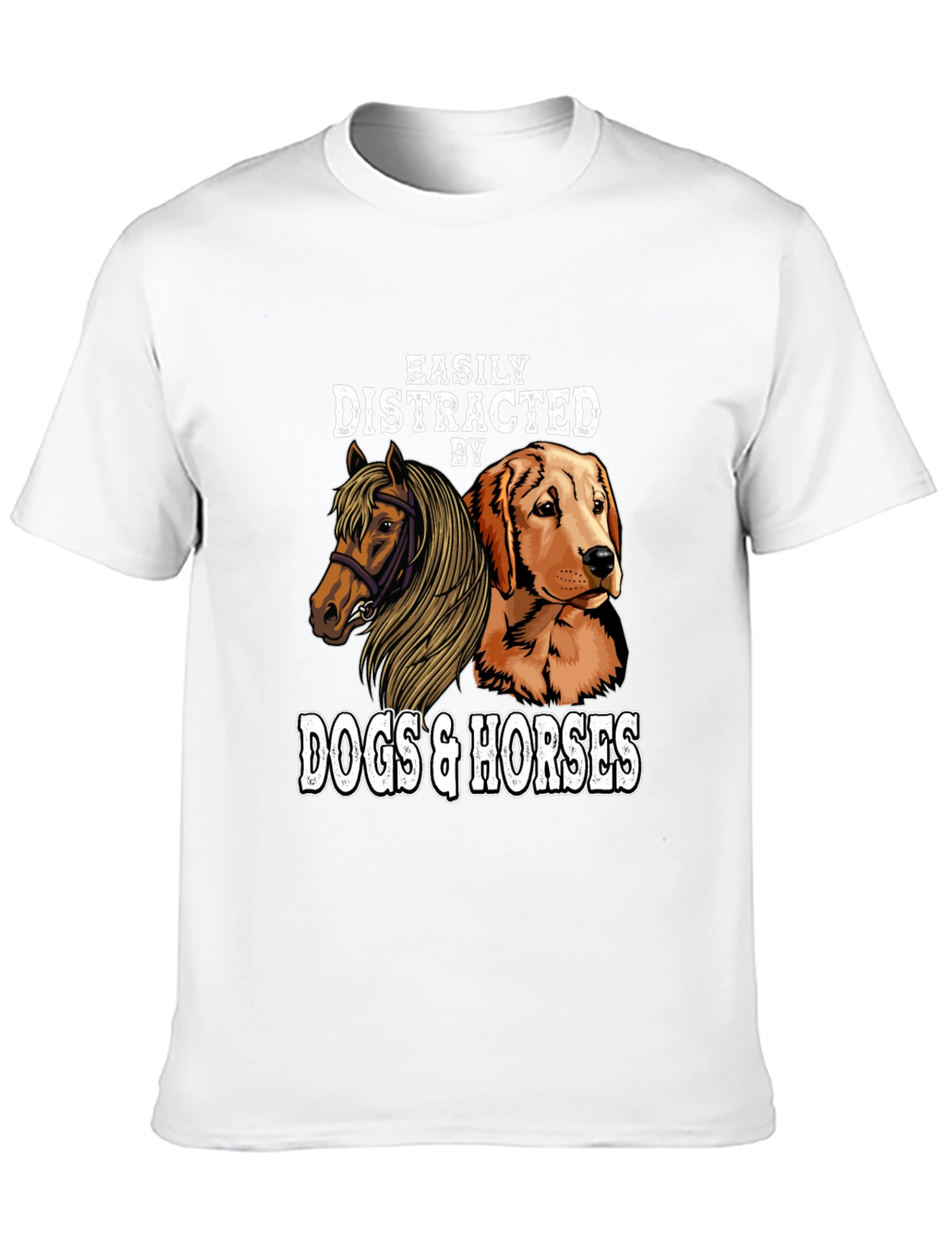 Easily Distracted By Dogs & Horses Graphic T-Shirt