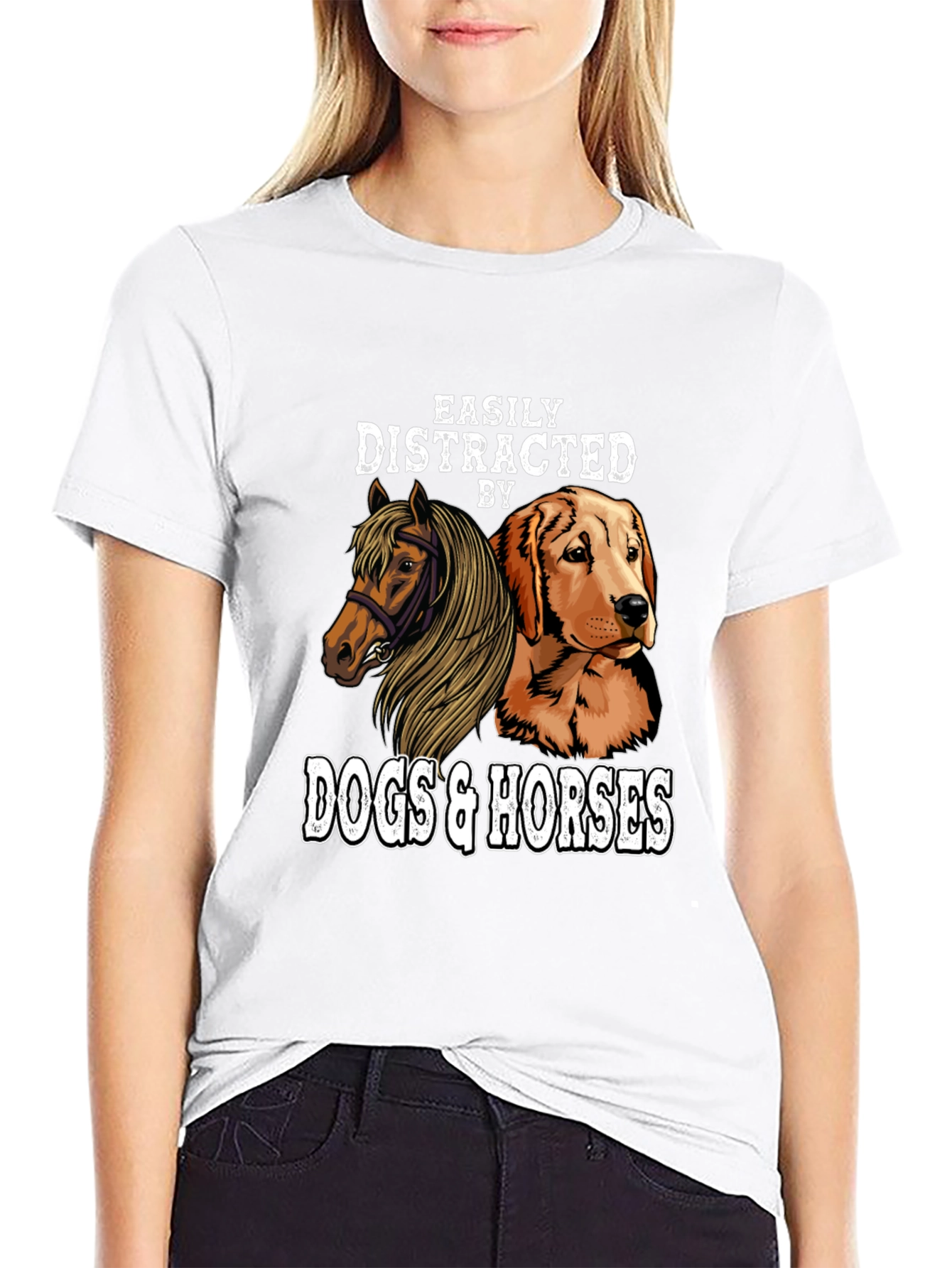 Easily Distracted By Dogs & Horses Graphic T-Shirt