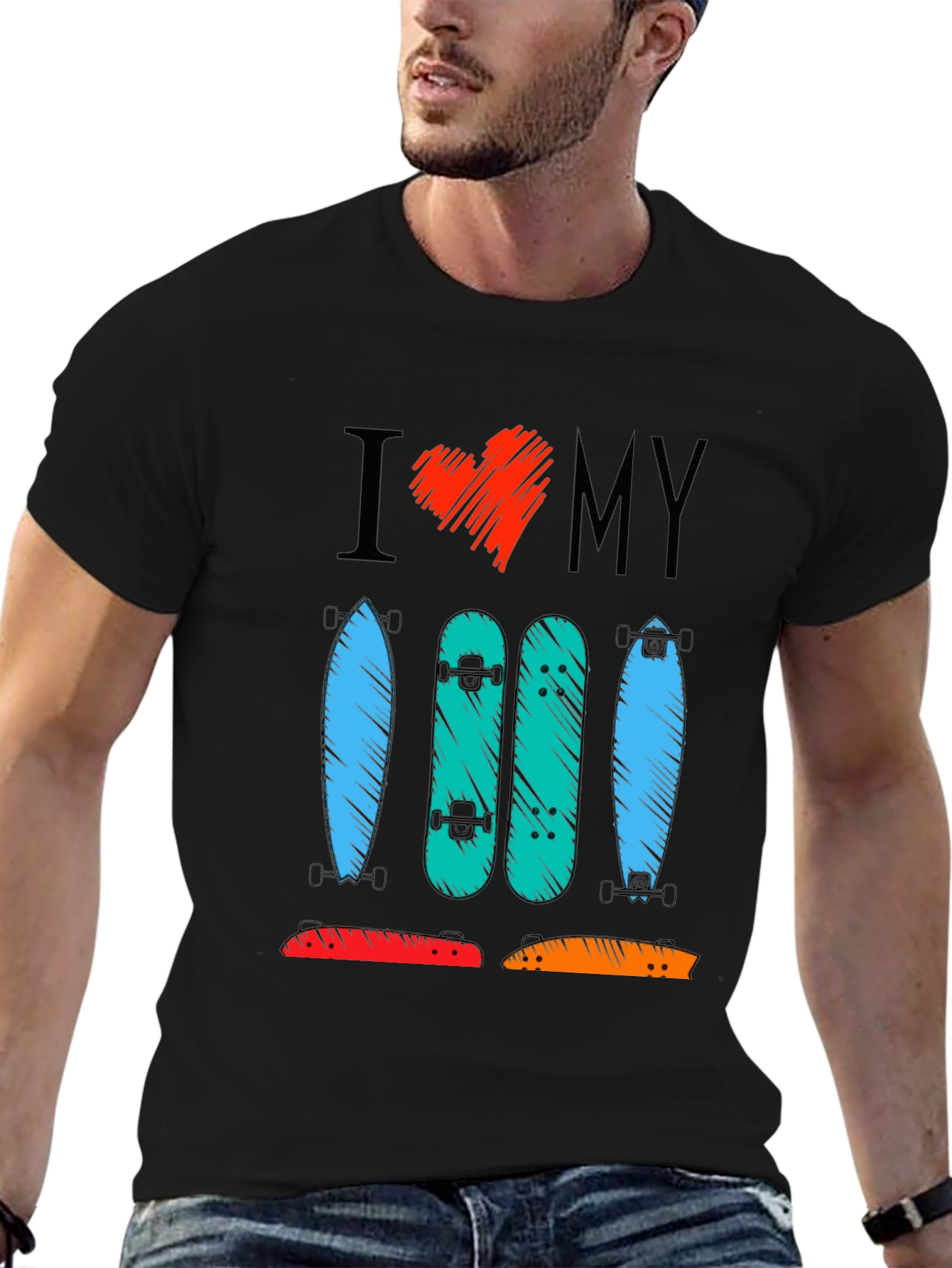 I Heart My Skateboards Graphic T-Shirt