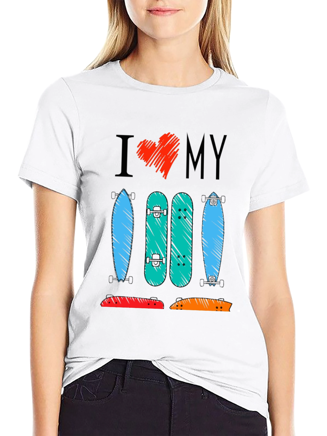 I Heart My Skateboards Graphic T-Shirt