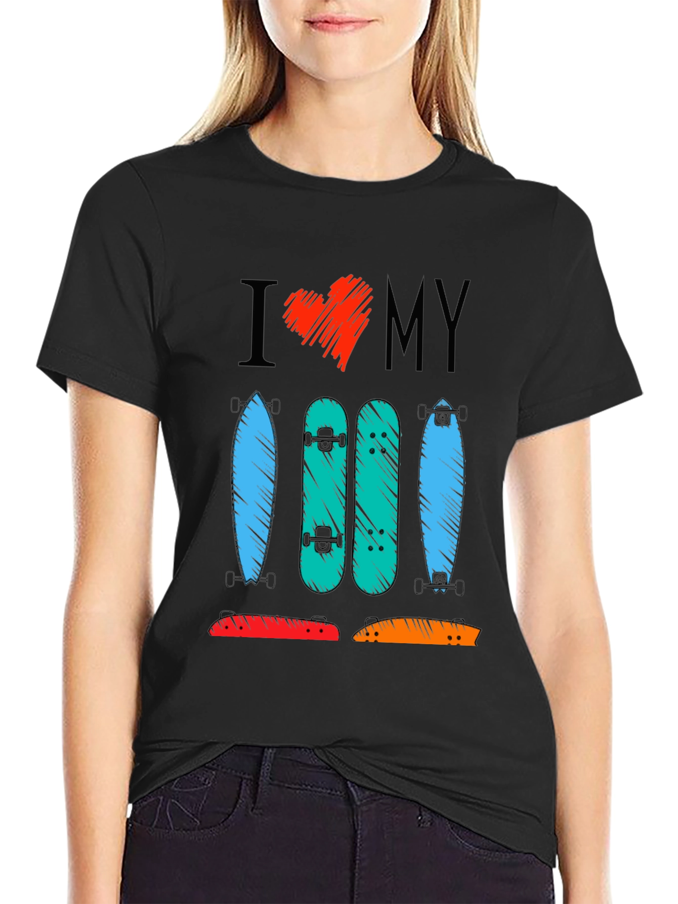 I Heart My Skateboards Graphic T-Shirt