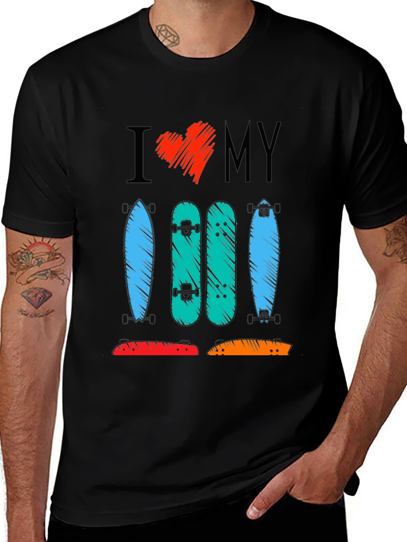 I Heart My Skateboards Graphic T-Shirt