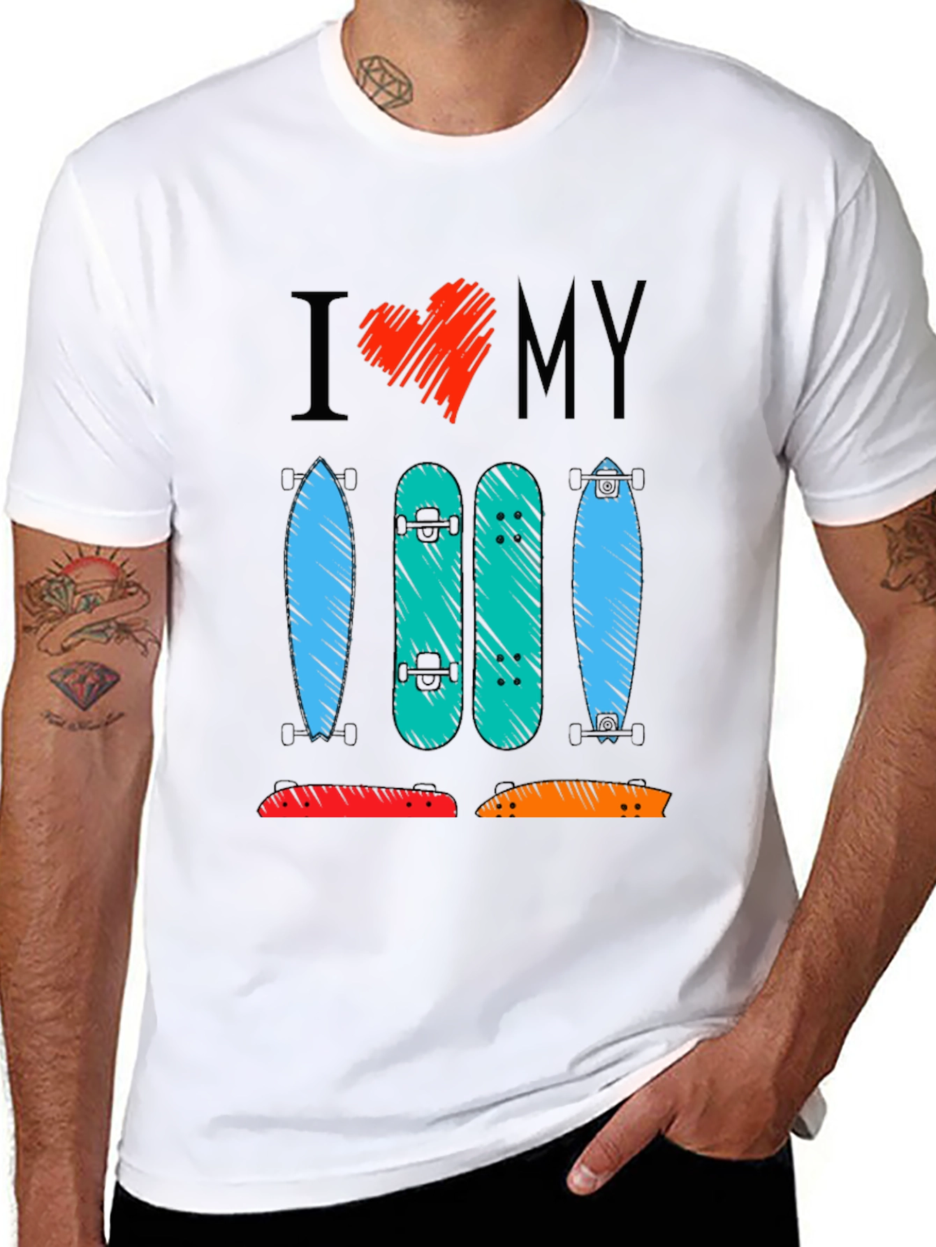 I Heart My Skateboards Graphic T-Shirt