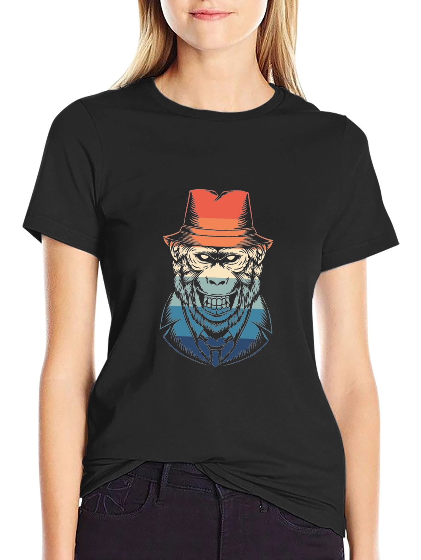 Retro Gorilla Graphic Tee - Classic Black T-Shirt