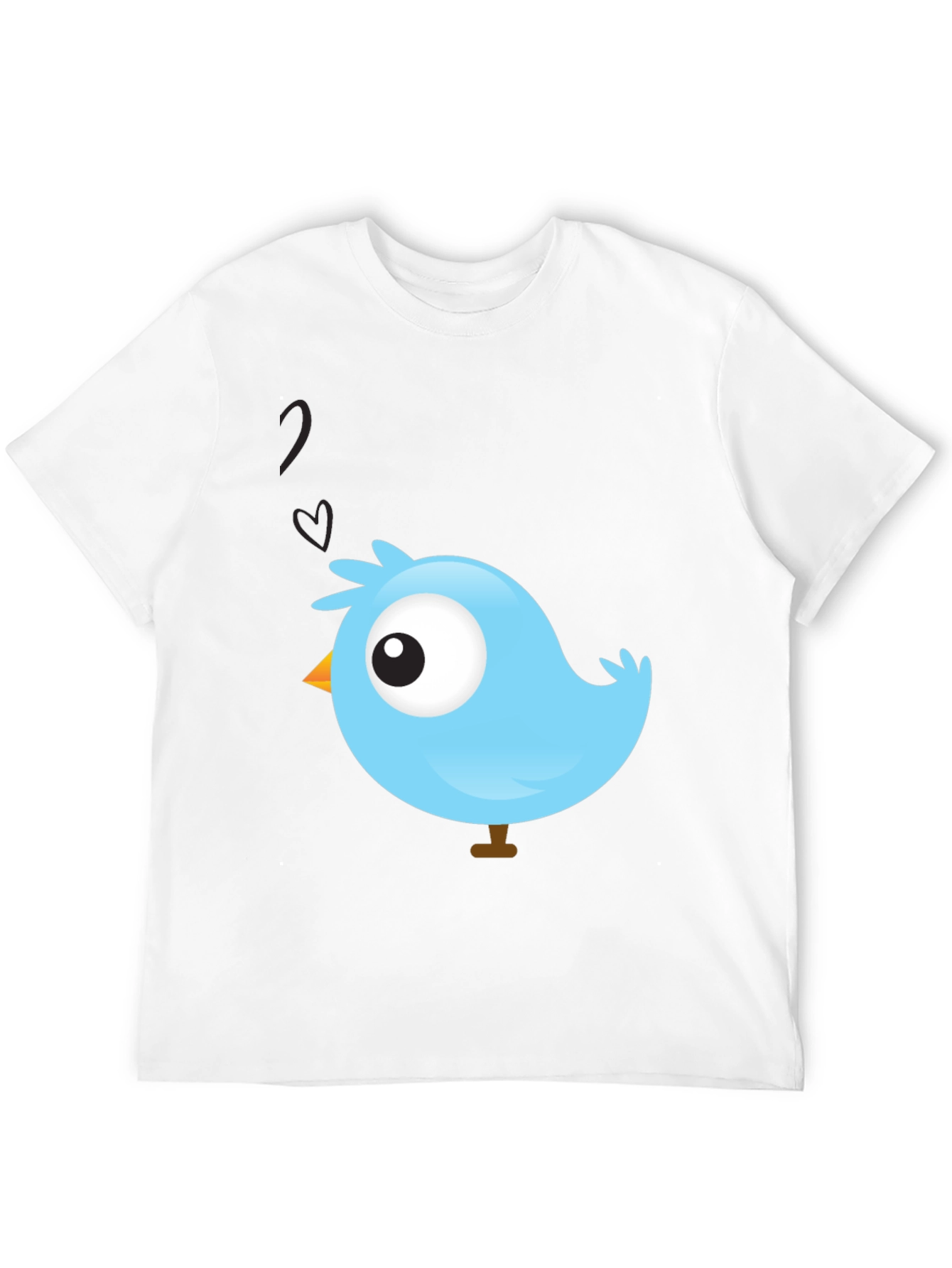 Cute Blue Bird Graphic Black T-Shirt