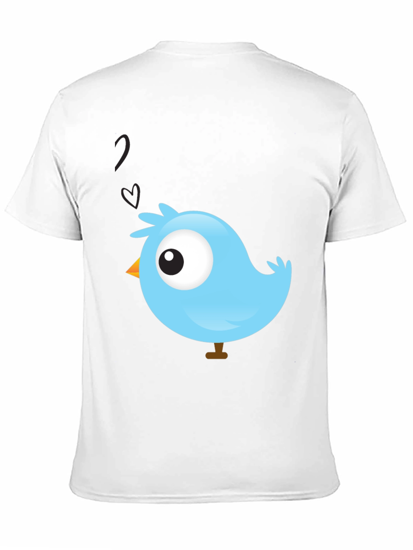 Cute Blue Bird Graphic Black T-Shirt