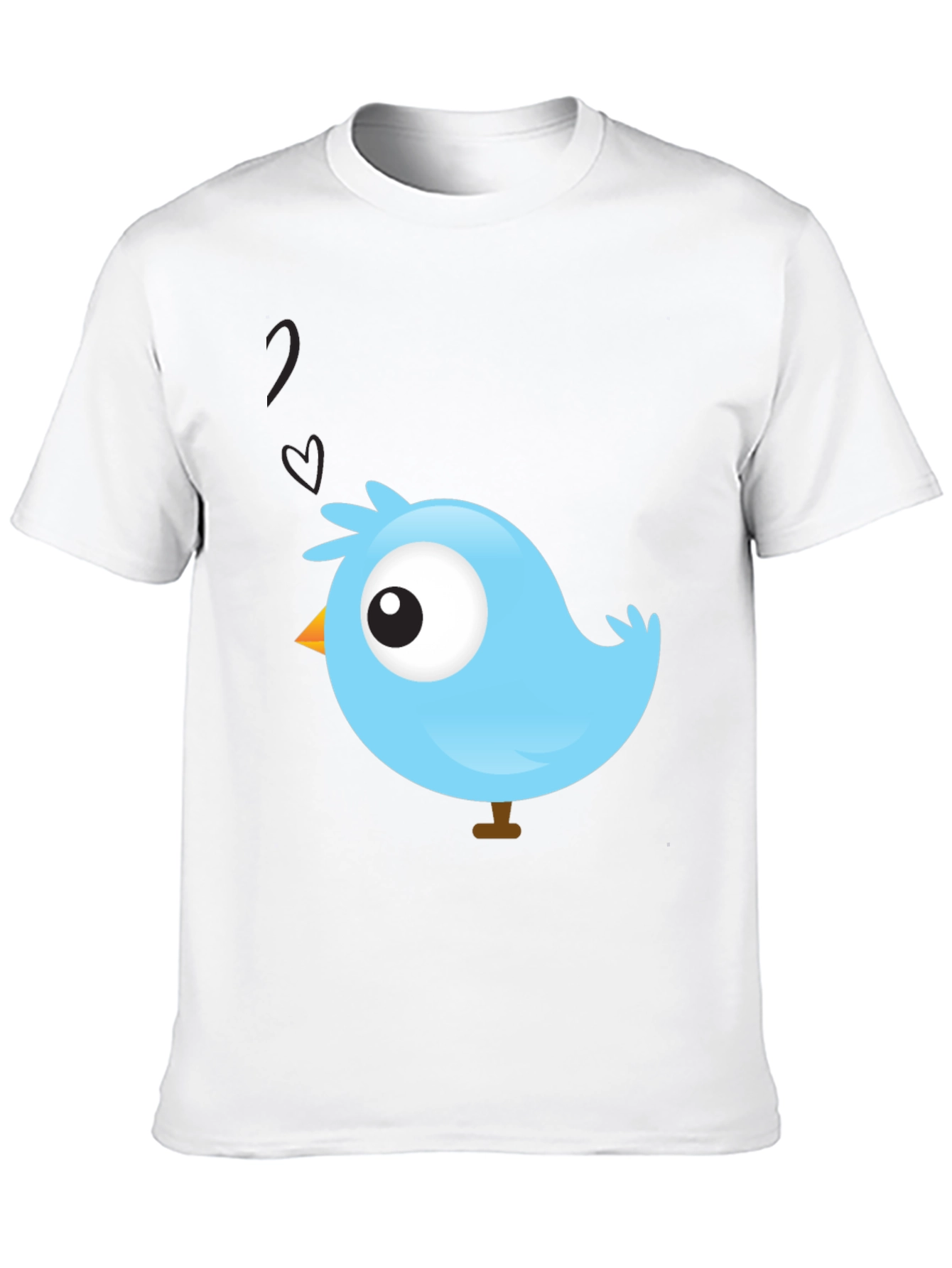 Cute Blue Bird Graphic Black T-Shirt