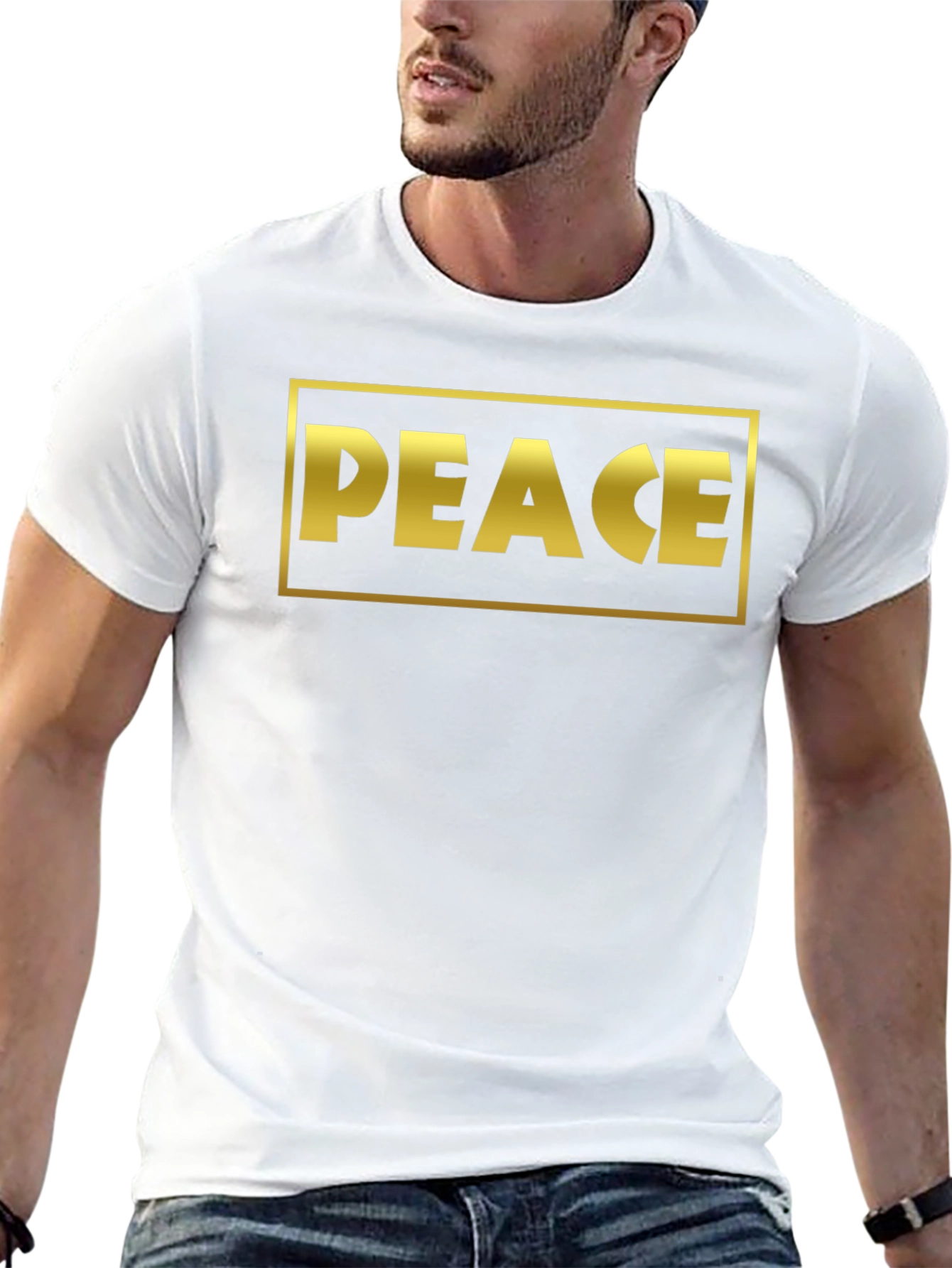 Peace Graphic Tee - Bold Gold Design