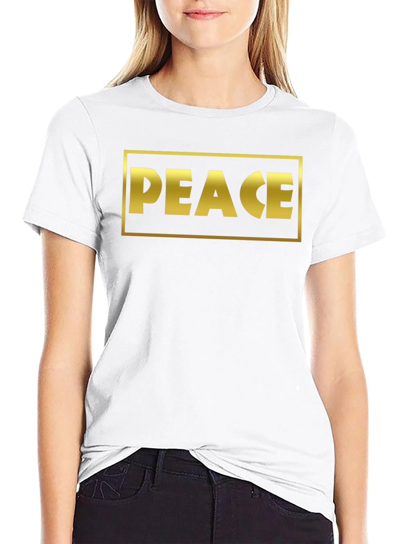 Peace Graphic Tee - Bold Gold Design