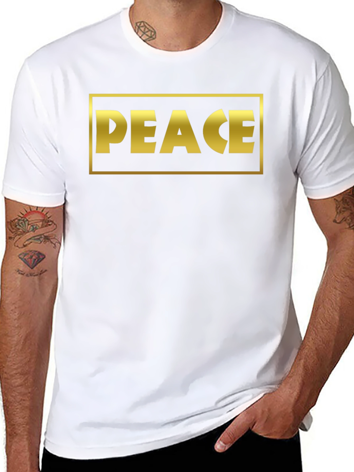 Peace Graphic Tee - Bold Gold Design