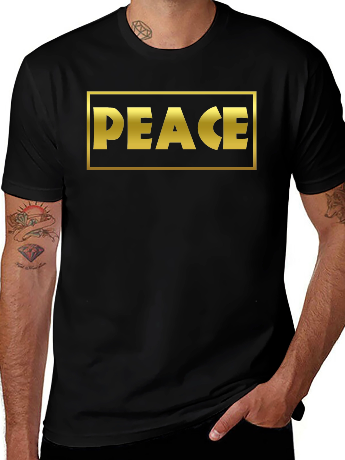 Peace Graphic Tee - Bold Gold Design
